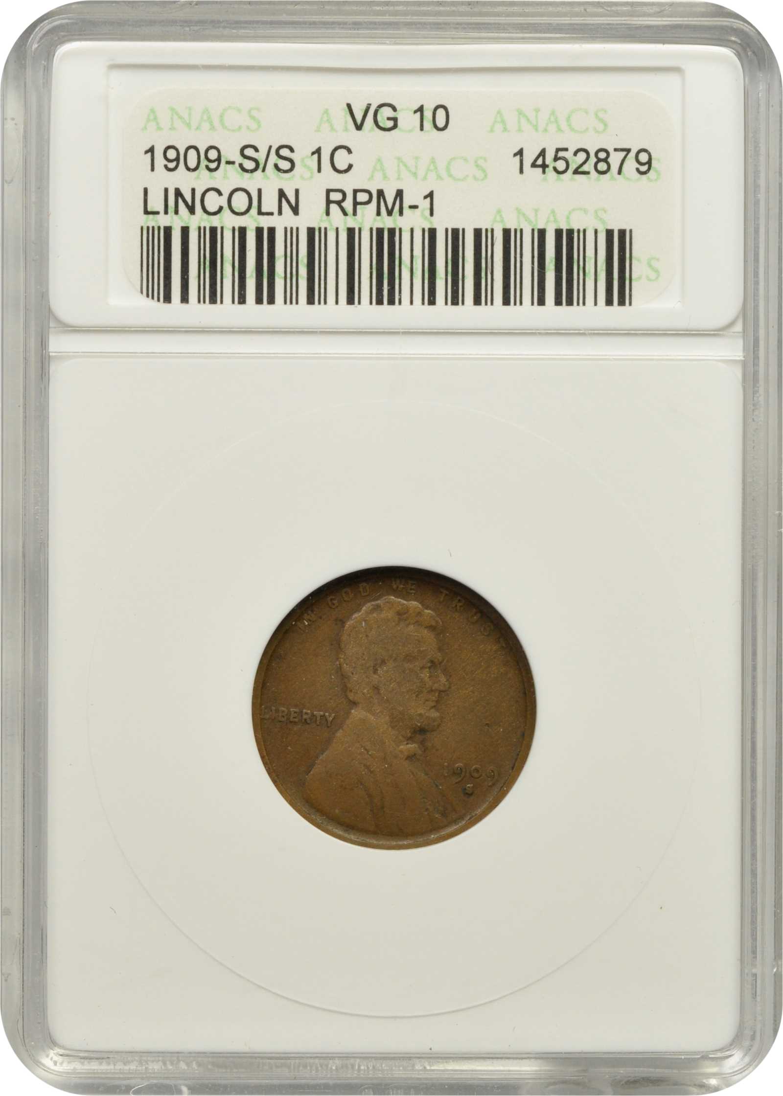 1909-S/S 1c Lincoln, Repunched Mintmark, FS-1501 MS BN MS60 BN thumbnail 8