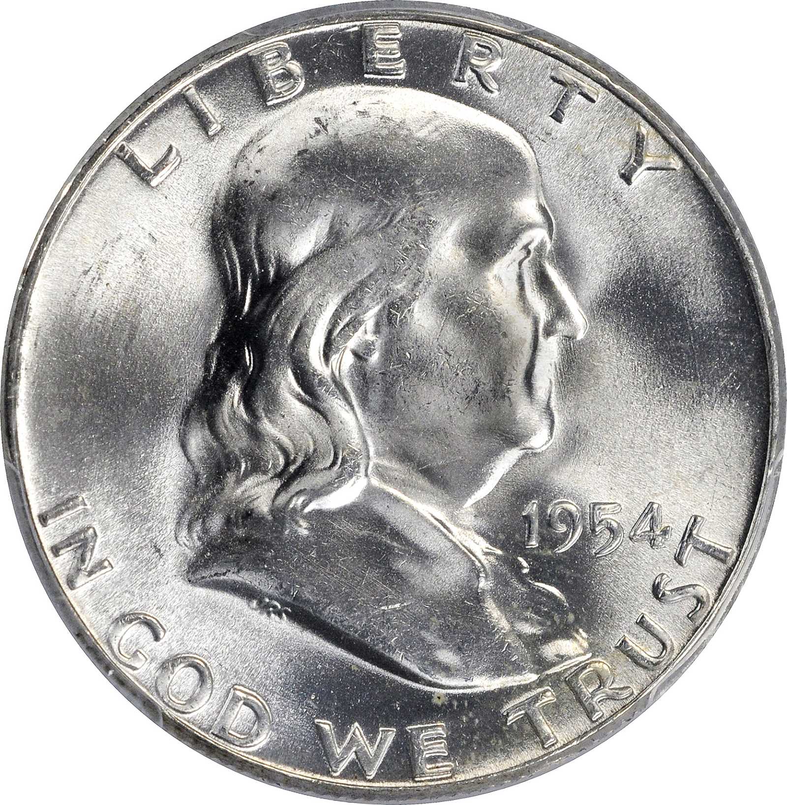 1954 Franklin Half Dollar. FS-401. "Bugs Bunny" Variety. MS-65 FBL (PCGS).