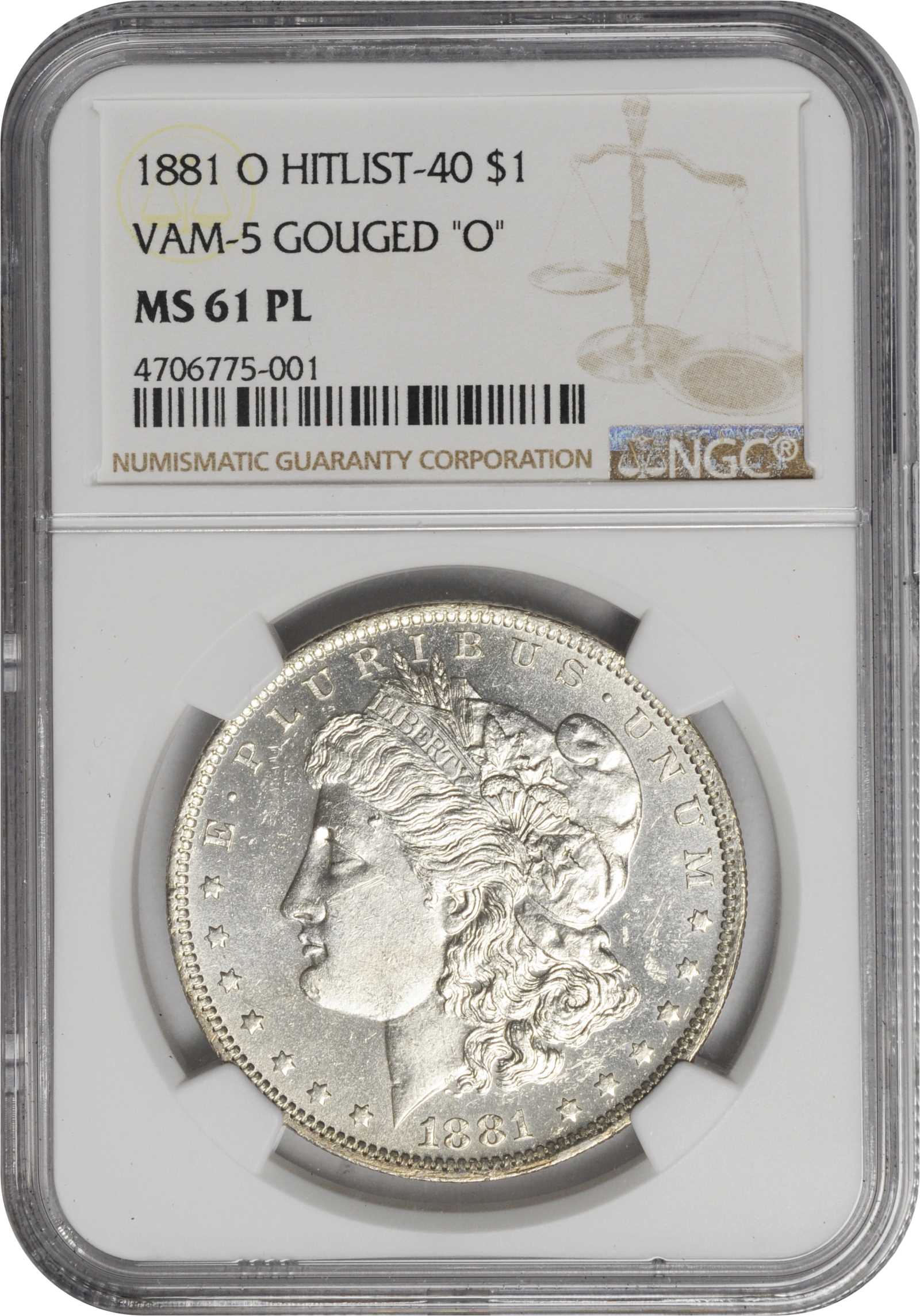 1881-O/O $1  So-called O/S, VAM-5 MS PL AU53 PL CAC thumbnail 3