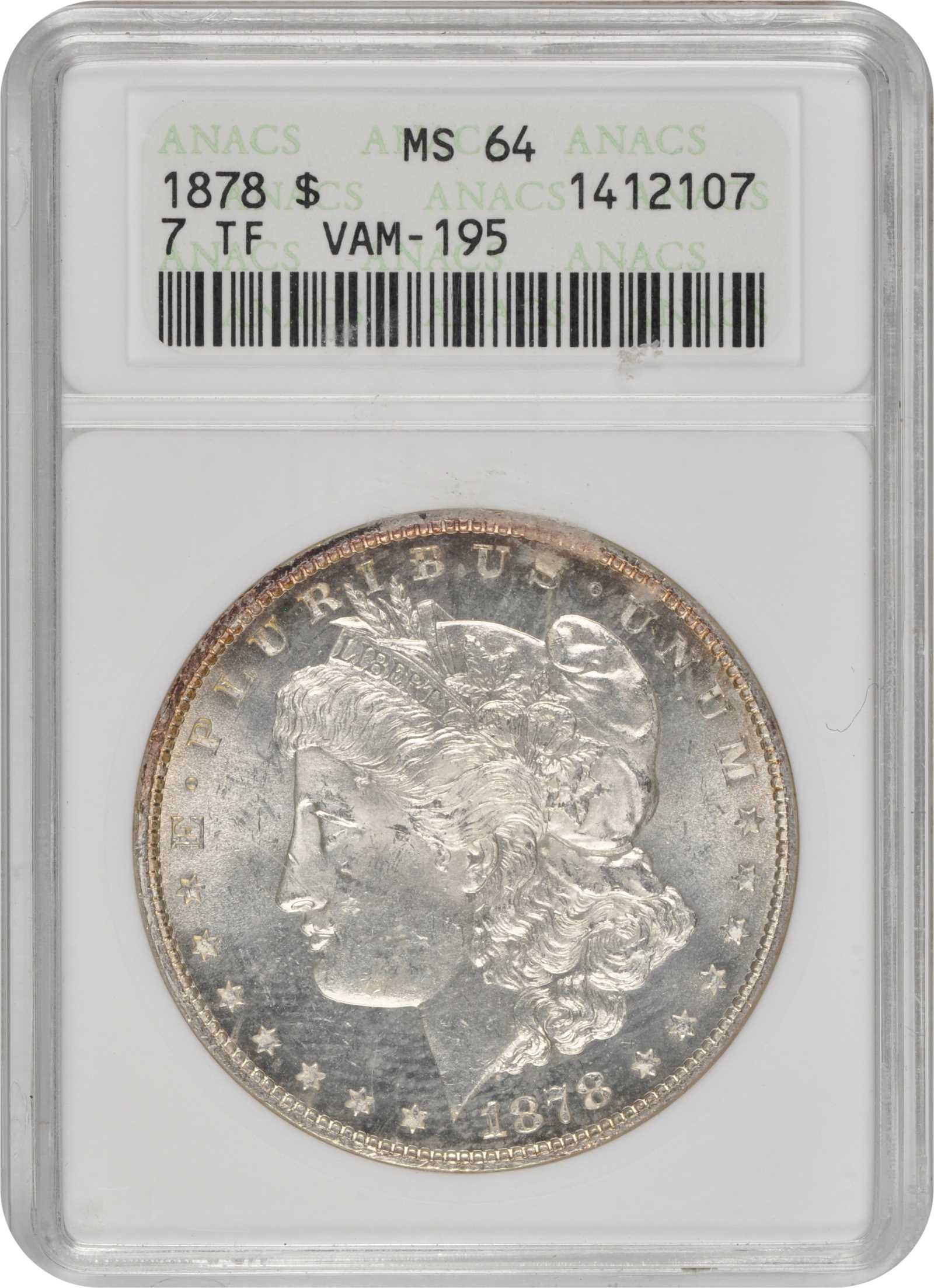 1878 7TF $1  Reverse of 1878, Broken D, VAM-195 AG3 CAC thumbnail 17