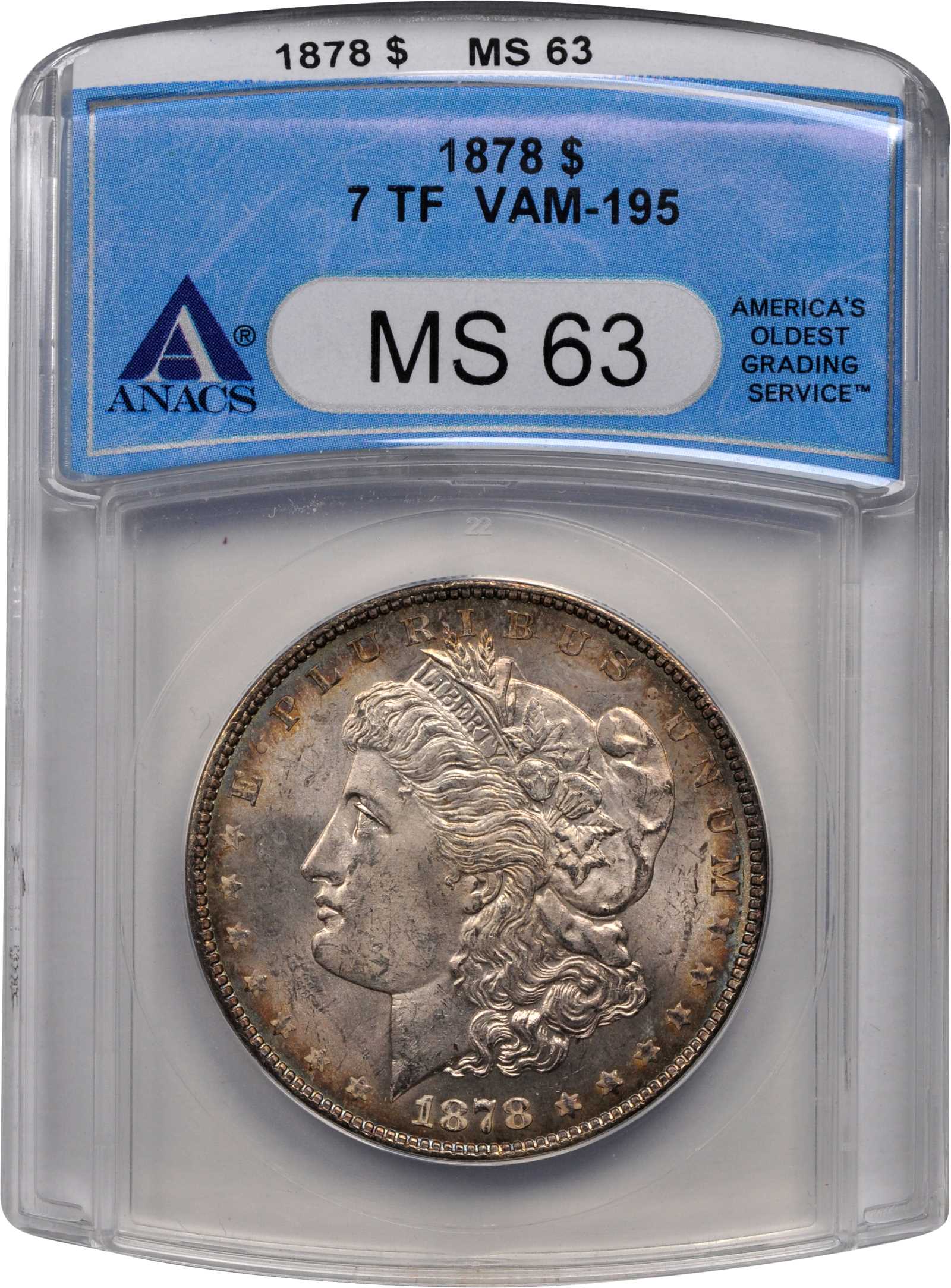 1878 7TF $1  Reverse of 1878, Broken D, VAM-195 AG3 CAC thumbnail 9