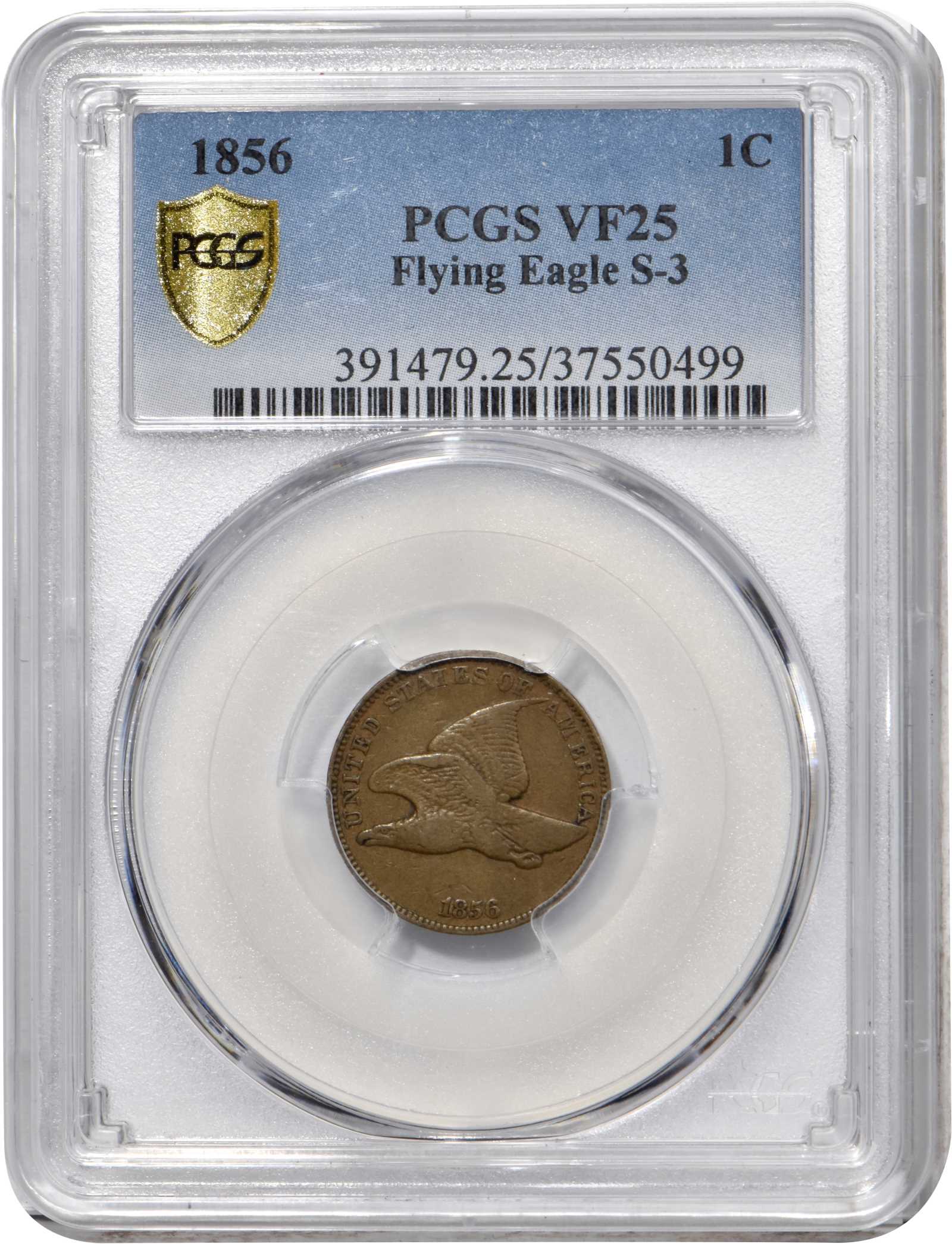 1856 1c Flying Eagle, Repunched 5, High Leaves, S-3 MS thumbnail 12