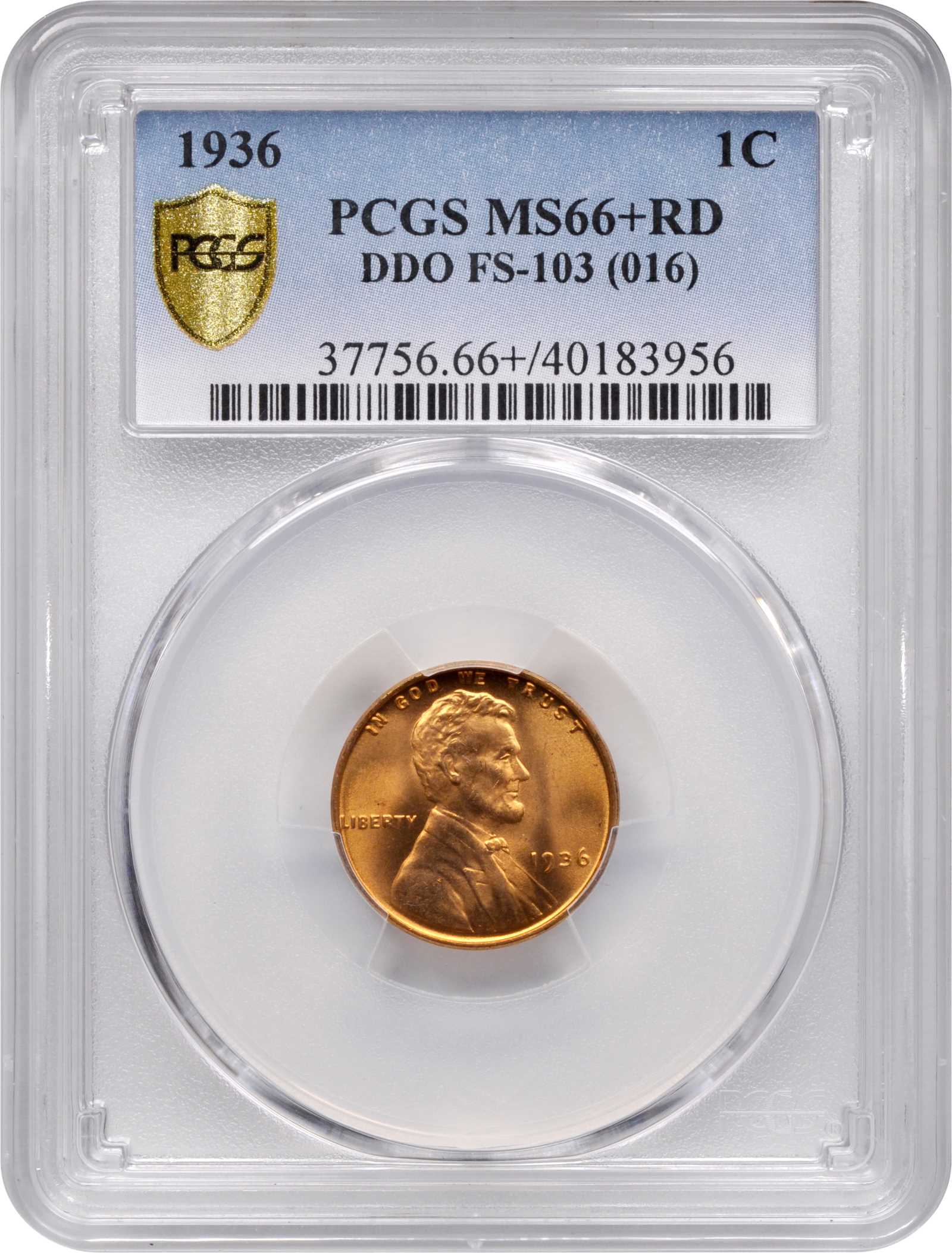 1936 1c Doubled Die Obverse, Type 3, FS-103 MS RD MS66 RD thumbnail 8