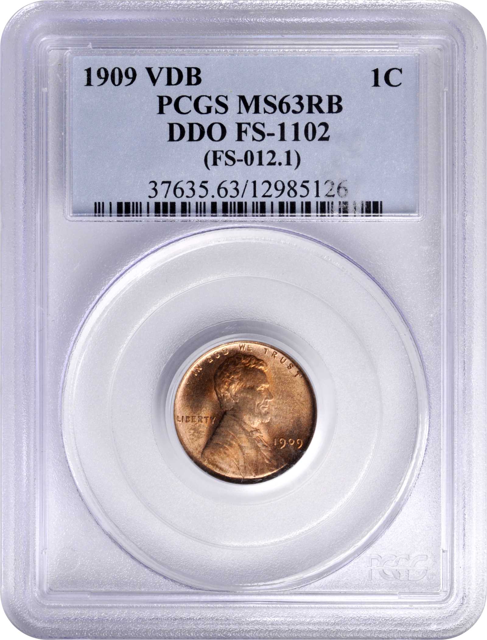 1909 VDB 1c Doubled Die Obverse, FS-1102 MS RB MS63 RB CAC thumbnail 3