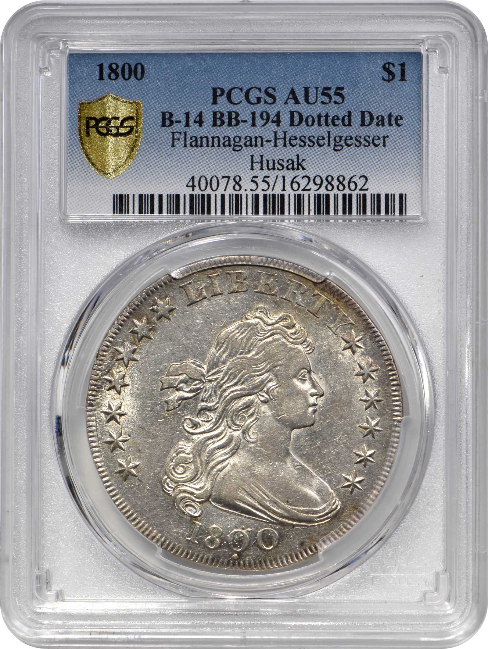 1800 $1  Dotted Date AU55 thumbnail 3