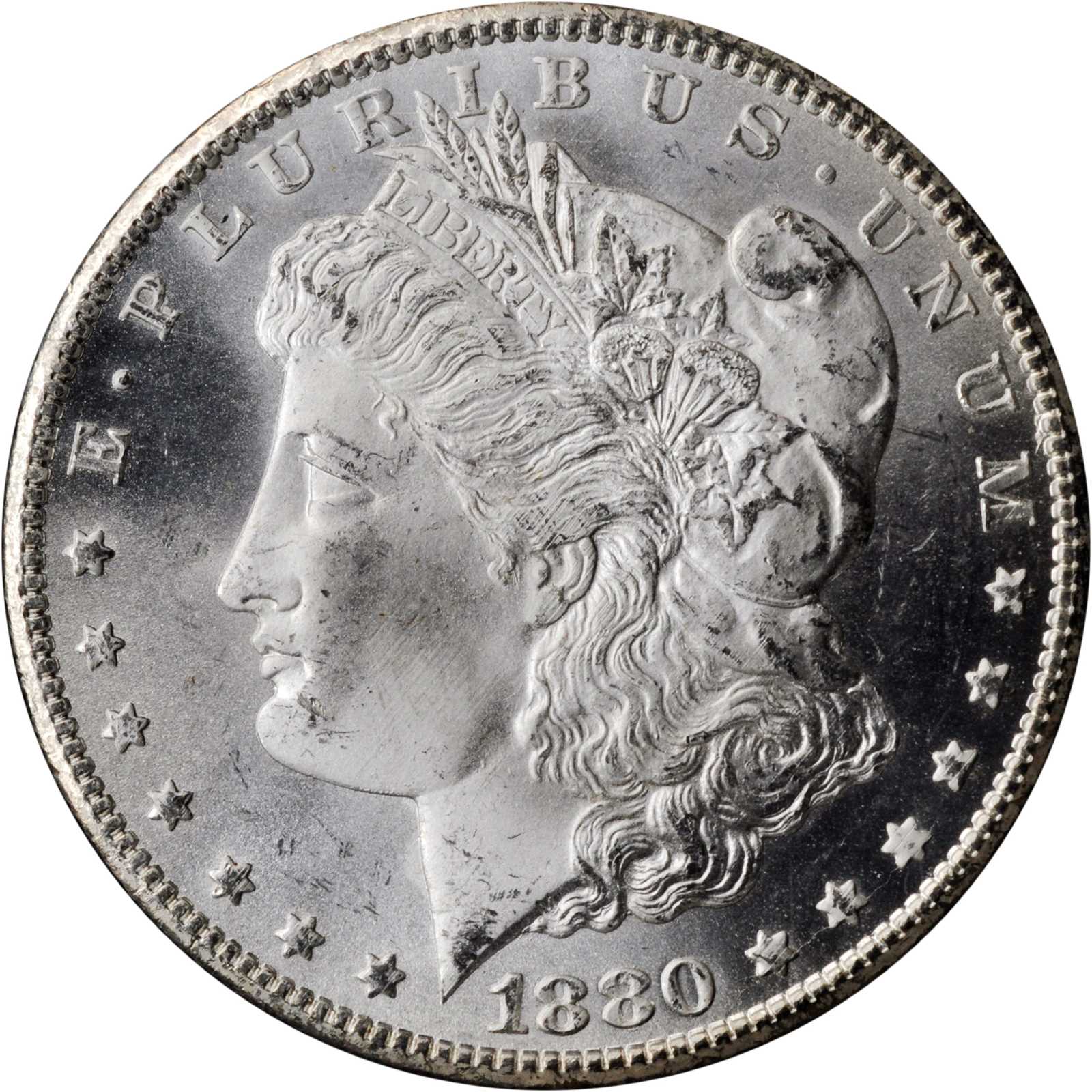 1880-CC GSA Morgan Silver Dollar. VAM-5. Top 100 Variety. 8/High 7. MS-66 (NGC). CAC.