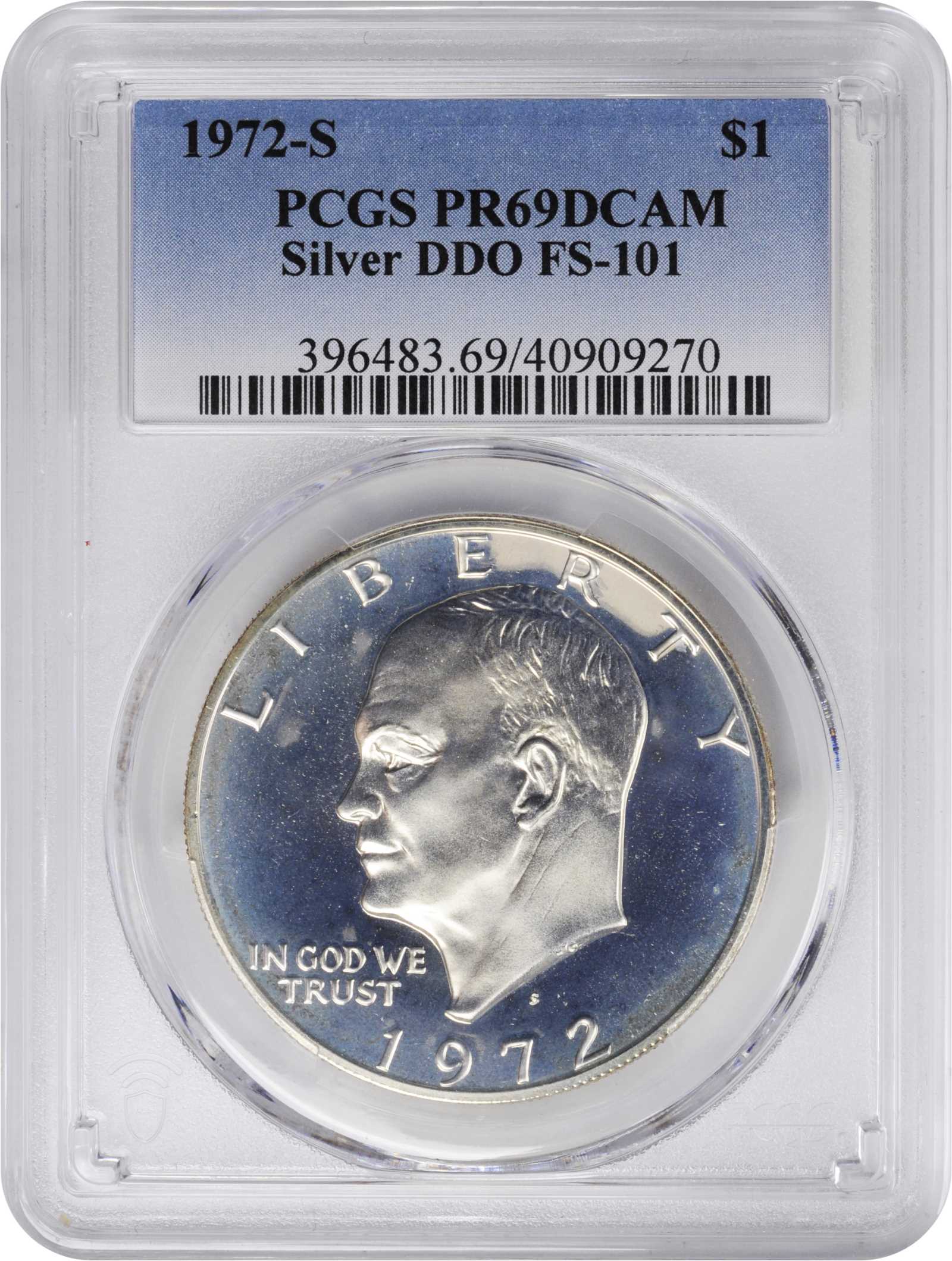 1972-S $1  Silver, Doubled Die Obverse, FS-101 PR DCAM PR63 DCAM thumbnail 12