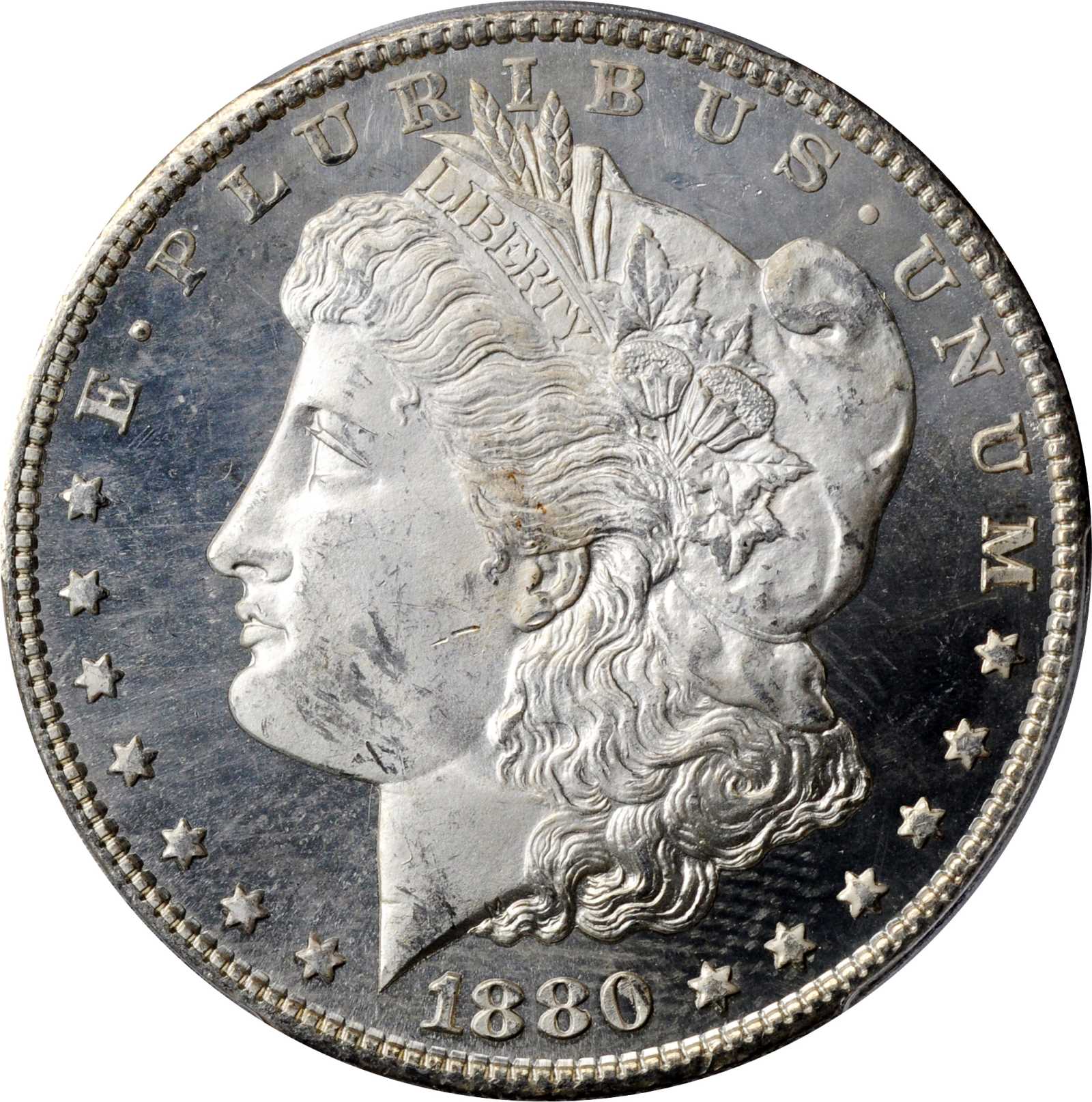 1880/9-S Morgan Silver Dollar. VAM-11. Hot 50 Variety. Medium S. MS-65 DMPL (PCGS).