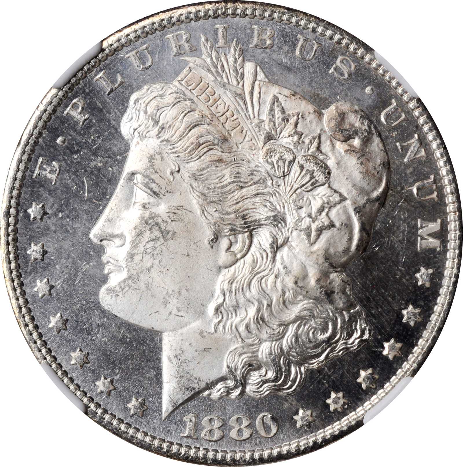 1880/9-S Morgan Silver Dollar. VAM-11. Hot 50 Variety. Medium S. MS-64 DPL (NGC).