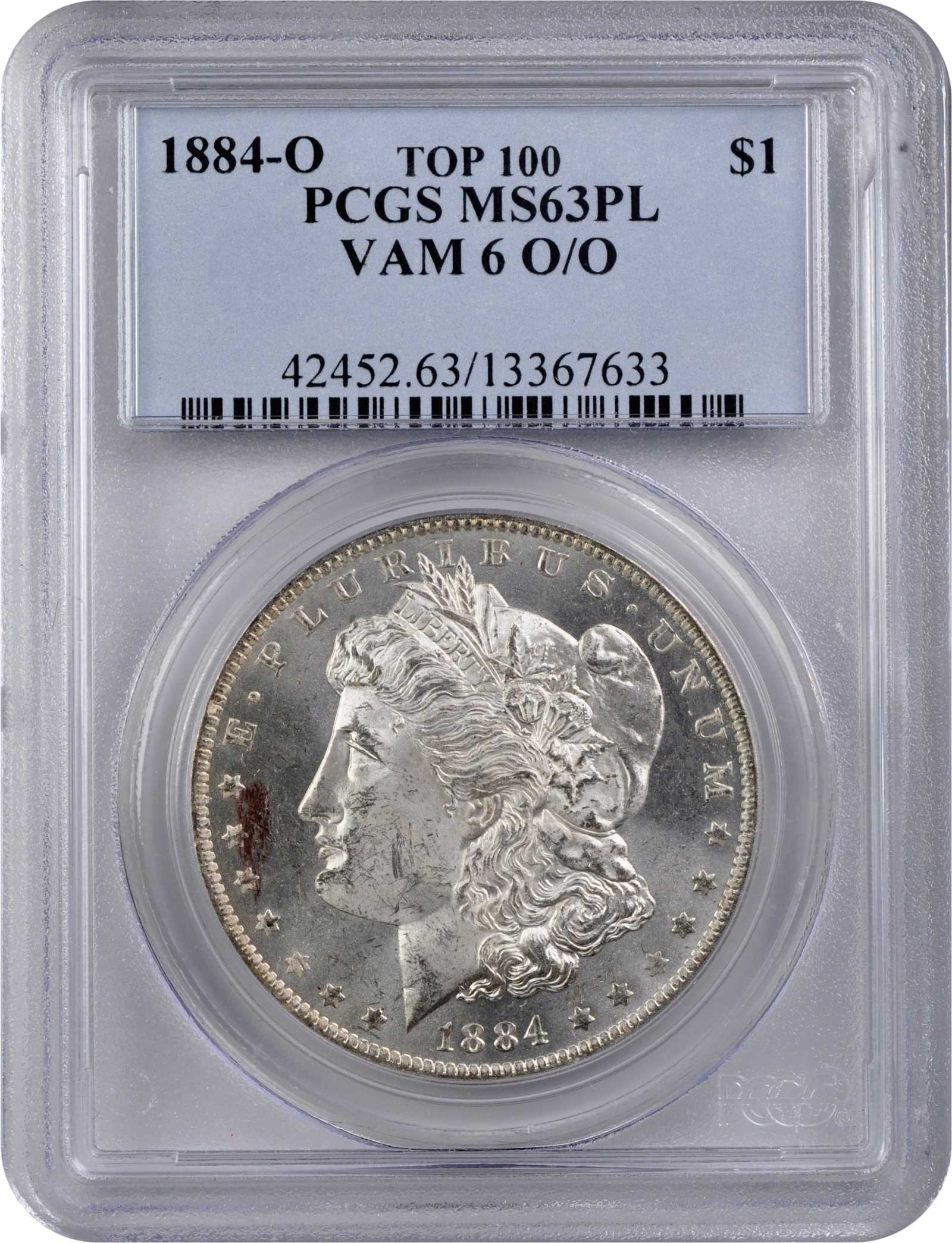 1884-O/O $1  Repunched Mintmark, VAM-6 MS PL MS61 PL CAC thumbnail 3