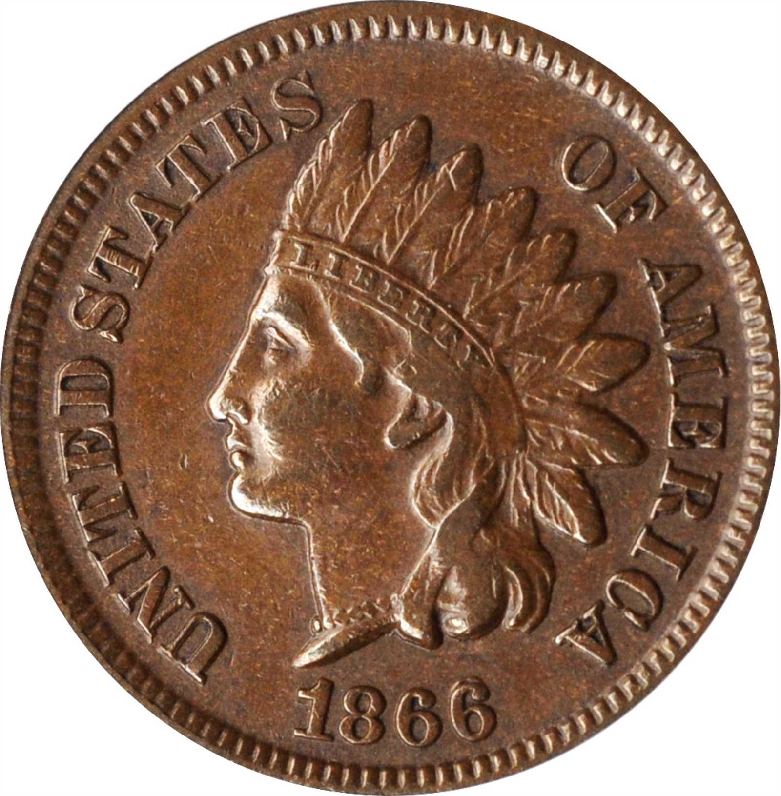 1866/6 Indian Cent. Snow-2, FS-301. Repunched Date. EF-40 (ANACS).