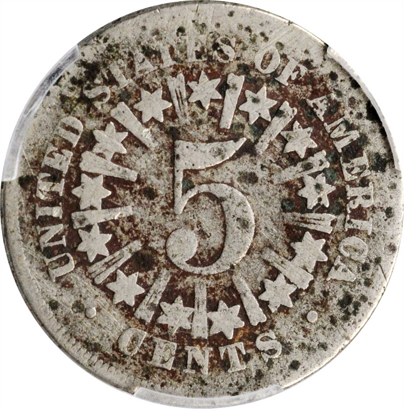 1866/1866 5c Rays, Repunched Date, FS-304 G4 thumbnail 6