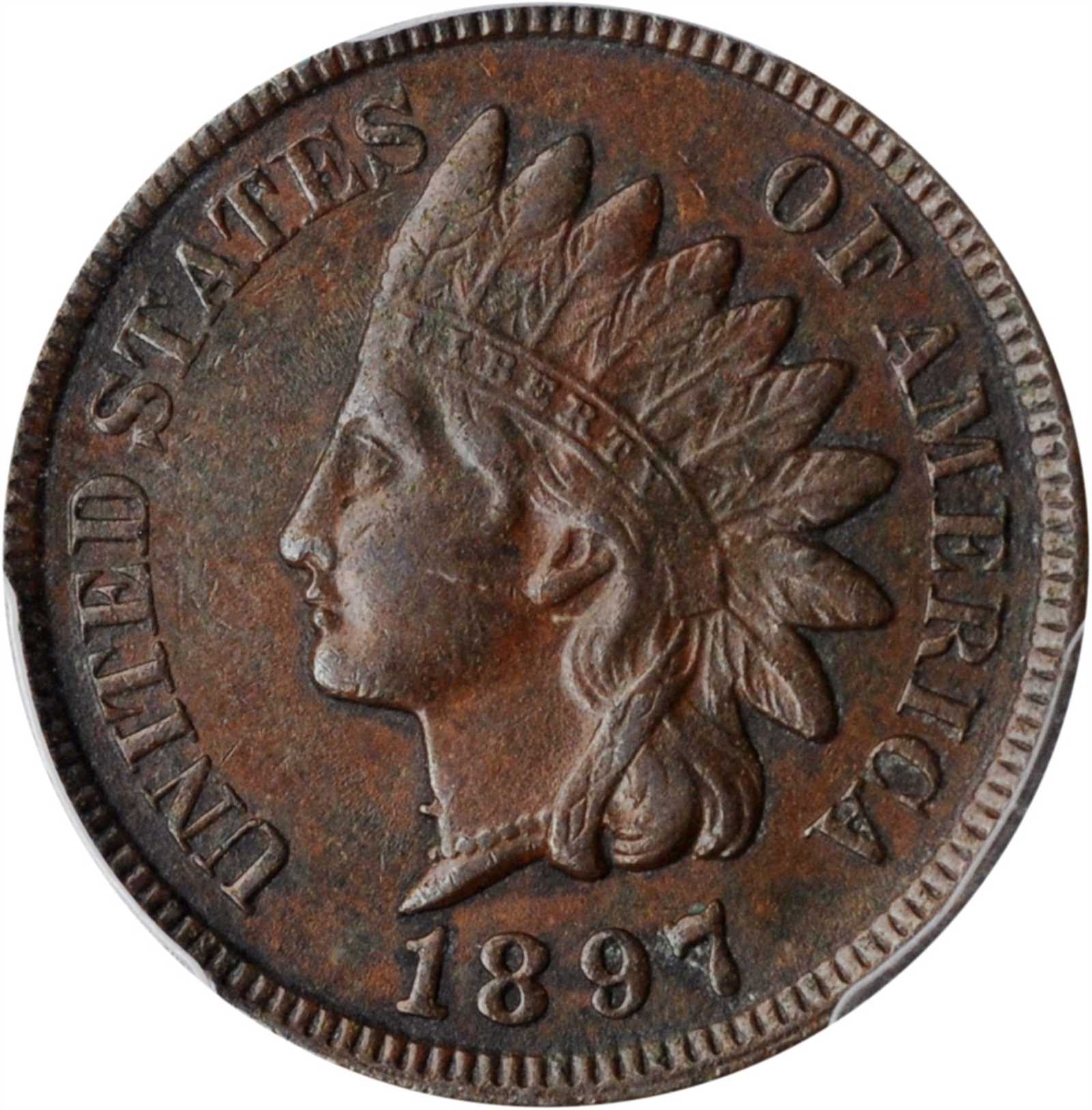 1897 Indian Cent. Snow-1, FS-401. Misplaced Date. AU-53 (PCGS).