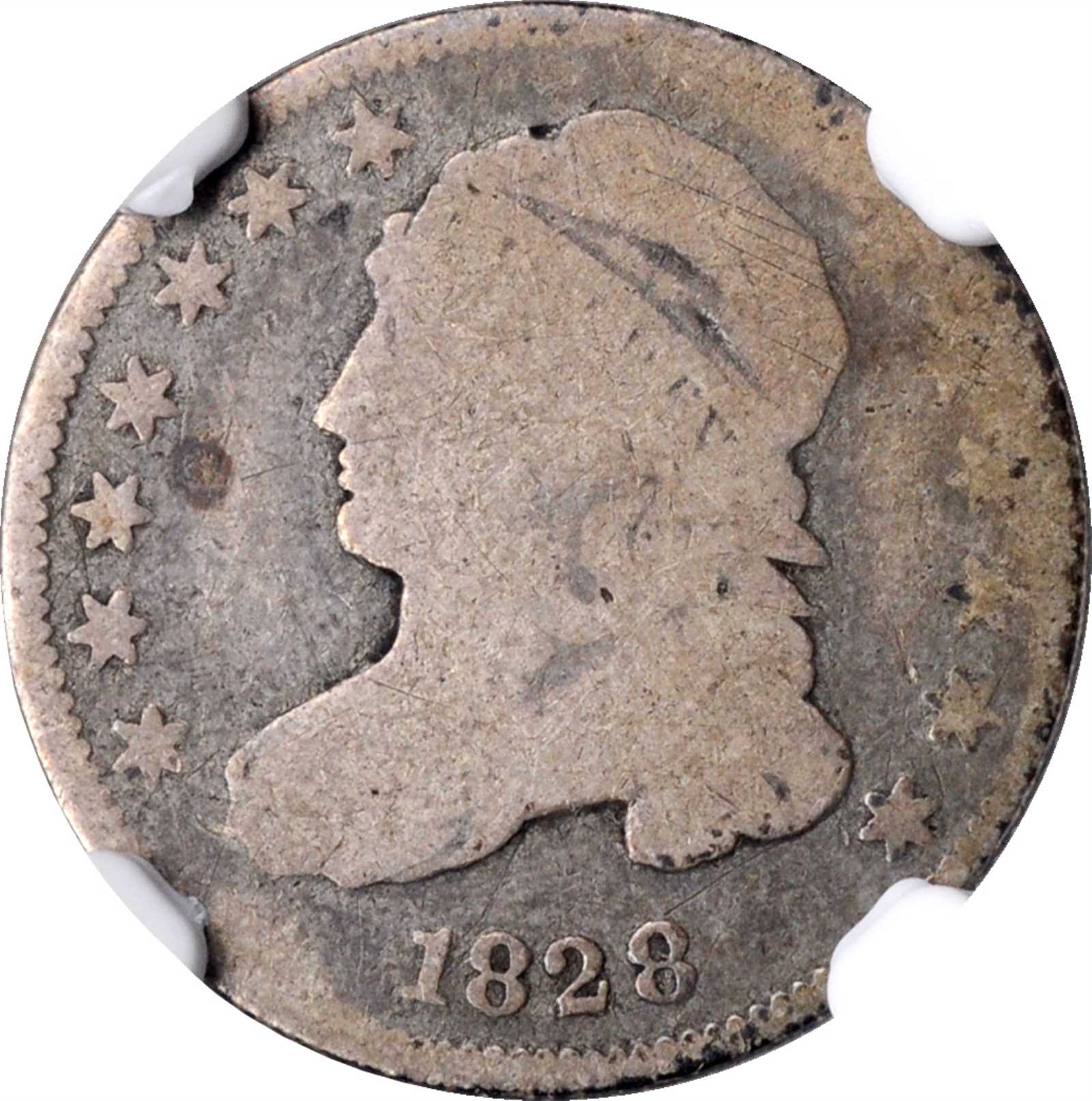 1828 Capped Bust Dime. JR-1. Small Date. AG-3 (NGC).