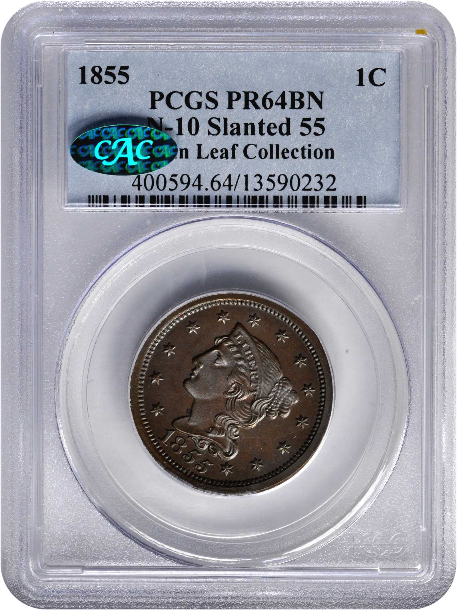 1855 1c Slanted 55 PR BN PR62 BN thumbnail 14