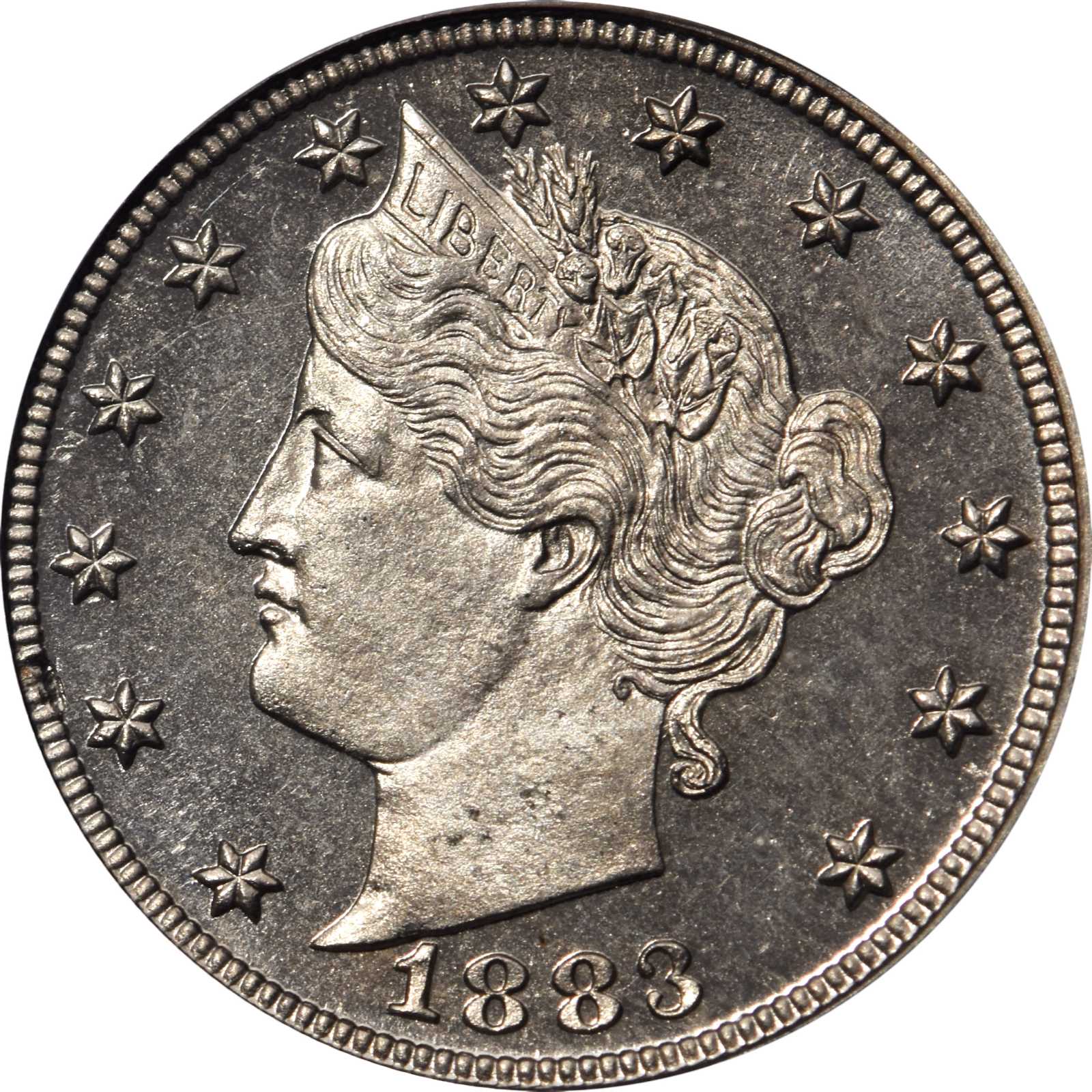 1883 Pattern Liberty Head Nickel. Judd-1717, Pollock-1922. Rarity-6+. Nickel. Plain Edge. Proof-66 Cameo (PCGS). CAC.