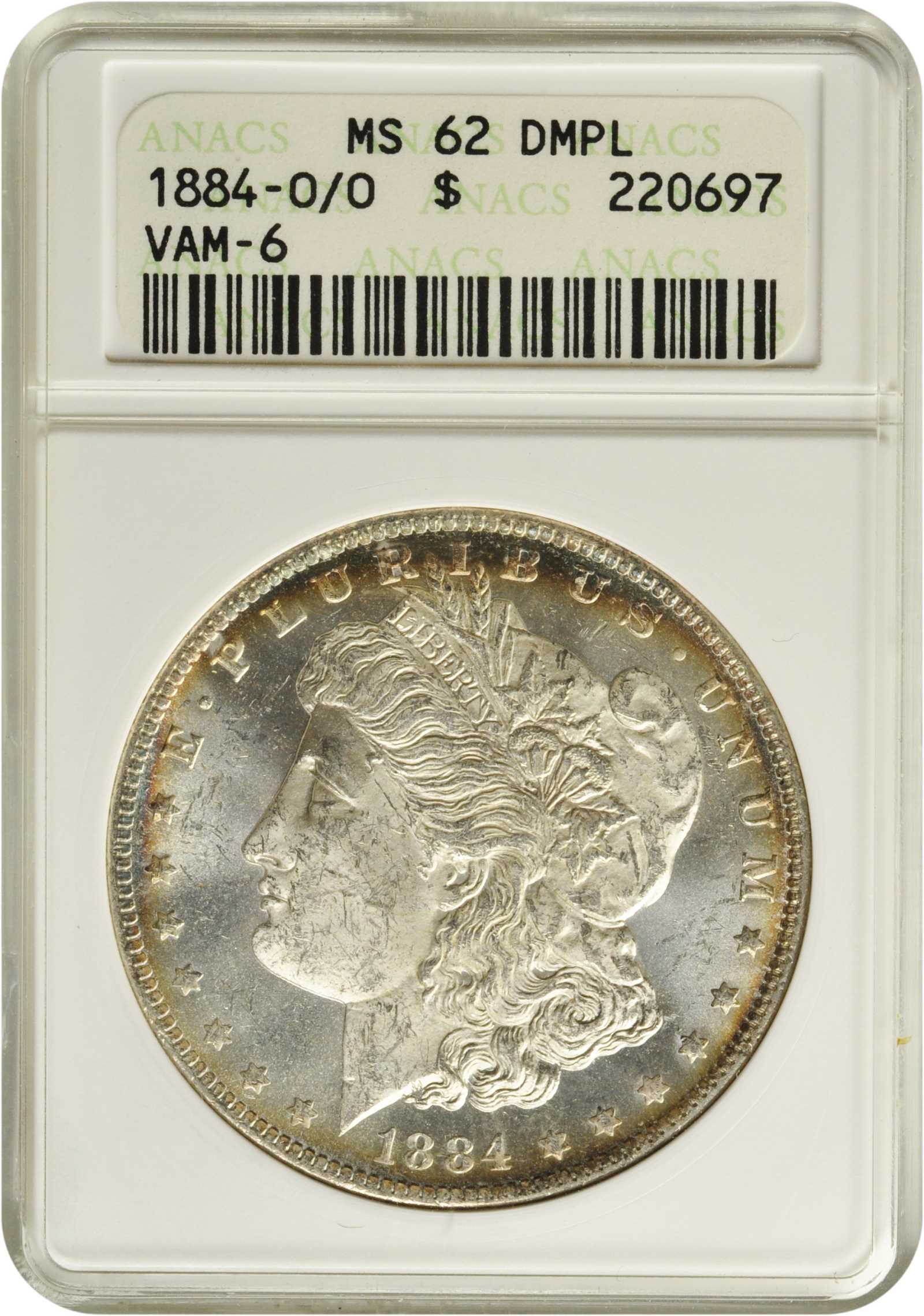 1884-O/O $1  Repunched Mintmark, VAM-6 MS DMPL MS61 DMPL CAC thumbnail 3