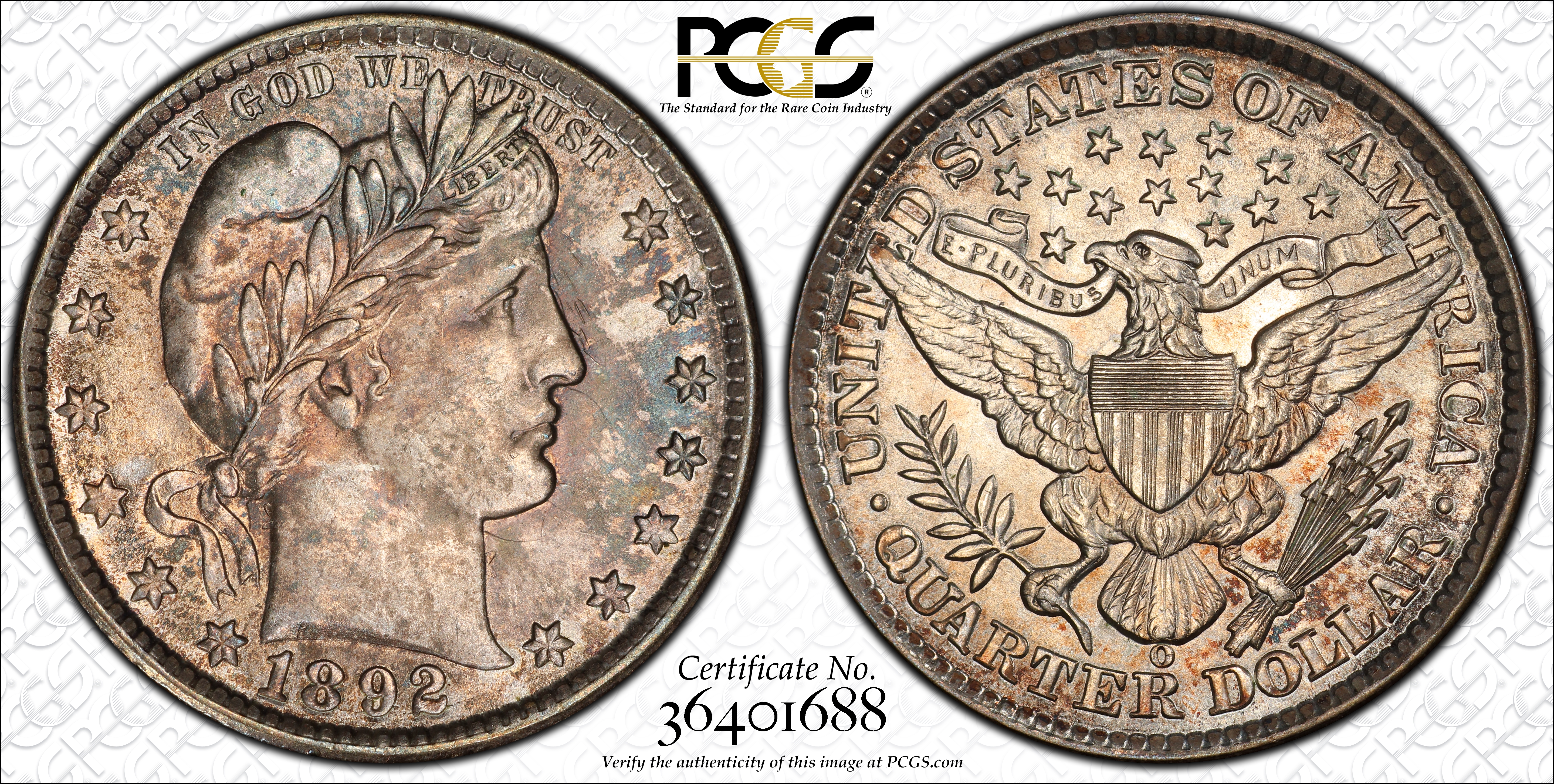 1892-O 25c Clashed Dies, Covered E Rev, FS-401/901 MS thumbnail 7
