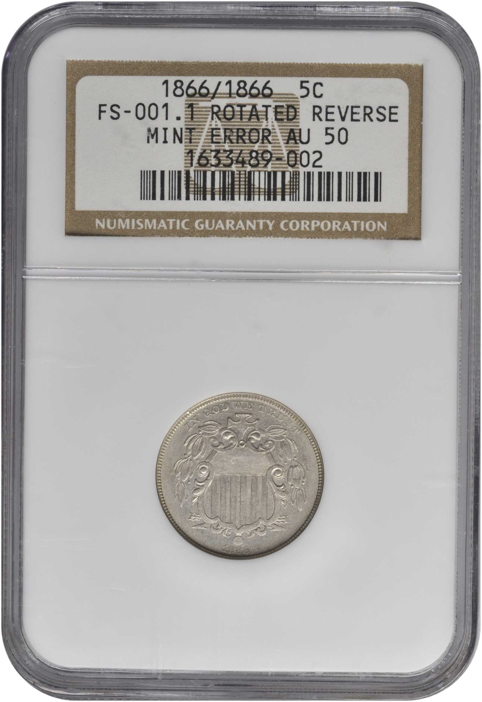 1866/1866 5c Rays, Repunched Date, FS-302 VG8 thumbnail 6