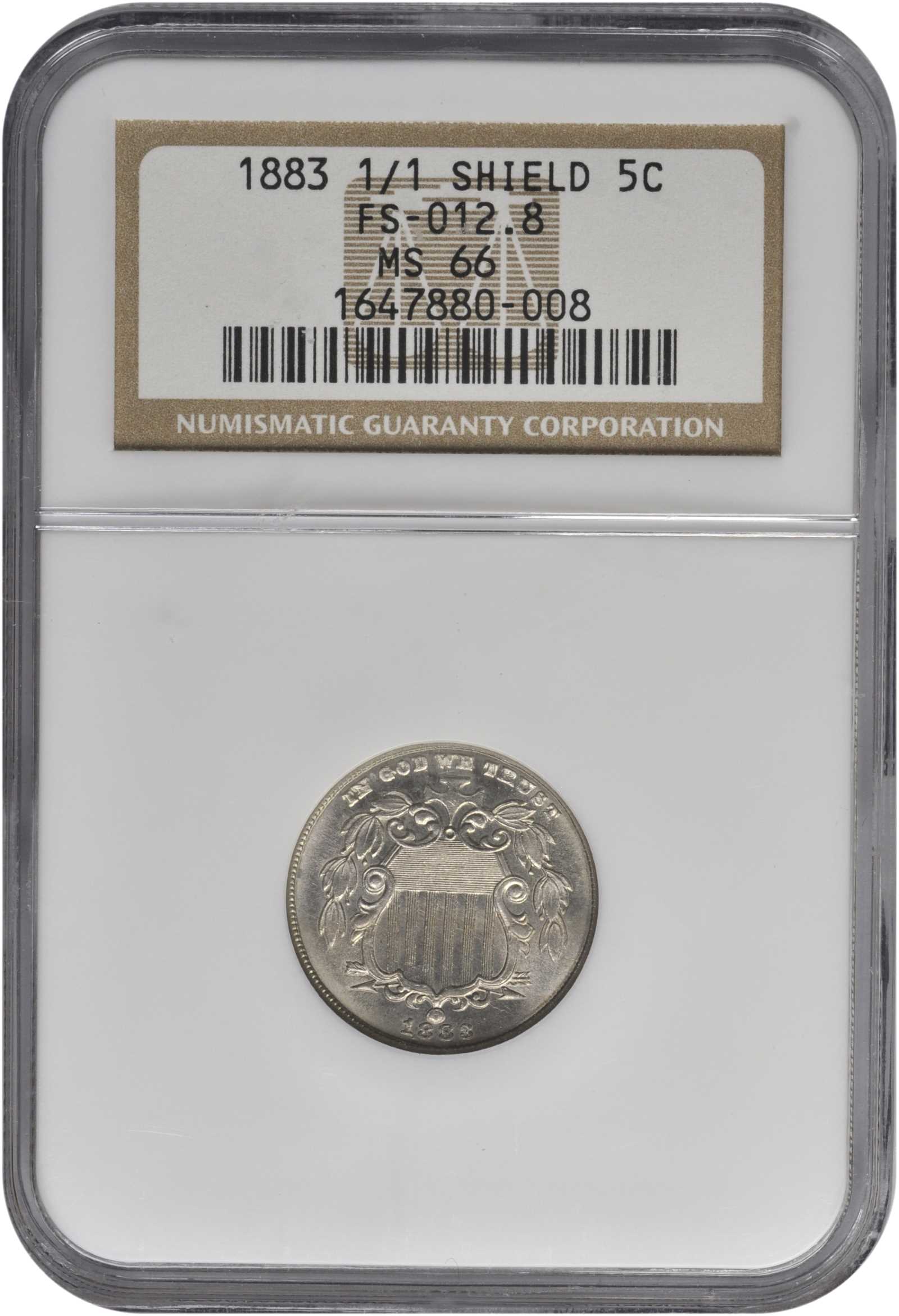 1883 5c Shield, Repunched Date, FS-311 VF20 thumbnail 5