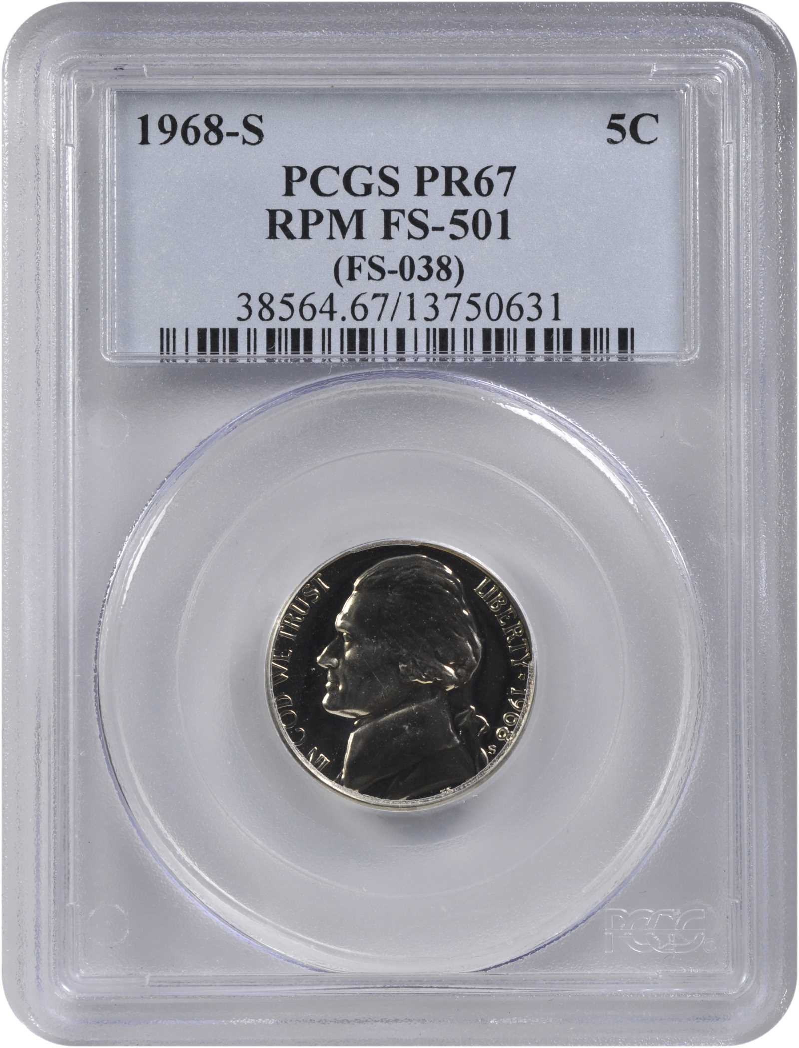 1968-S/S 5c Repunched Mintmark, FS-501 PR61 thumbnail 3