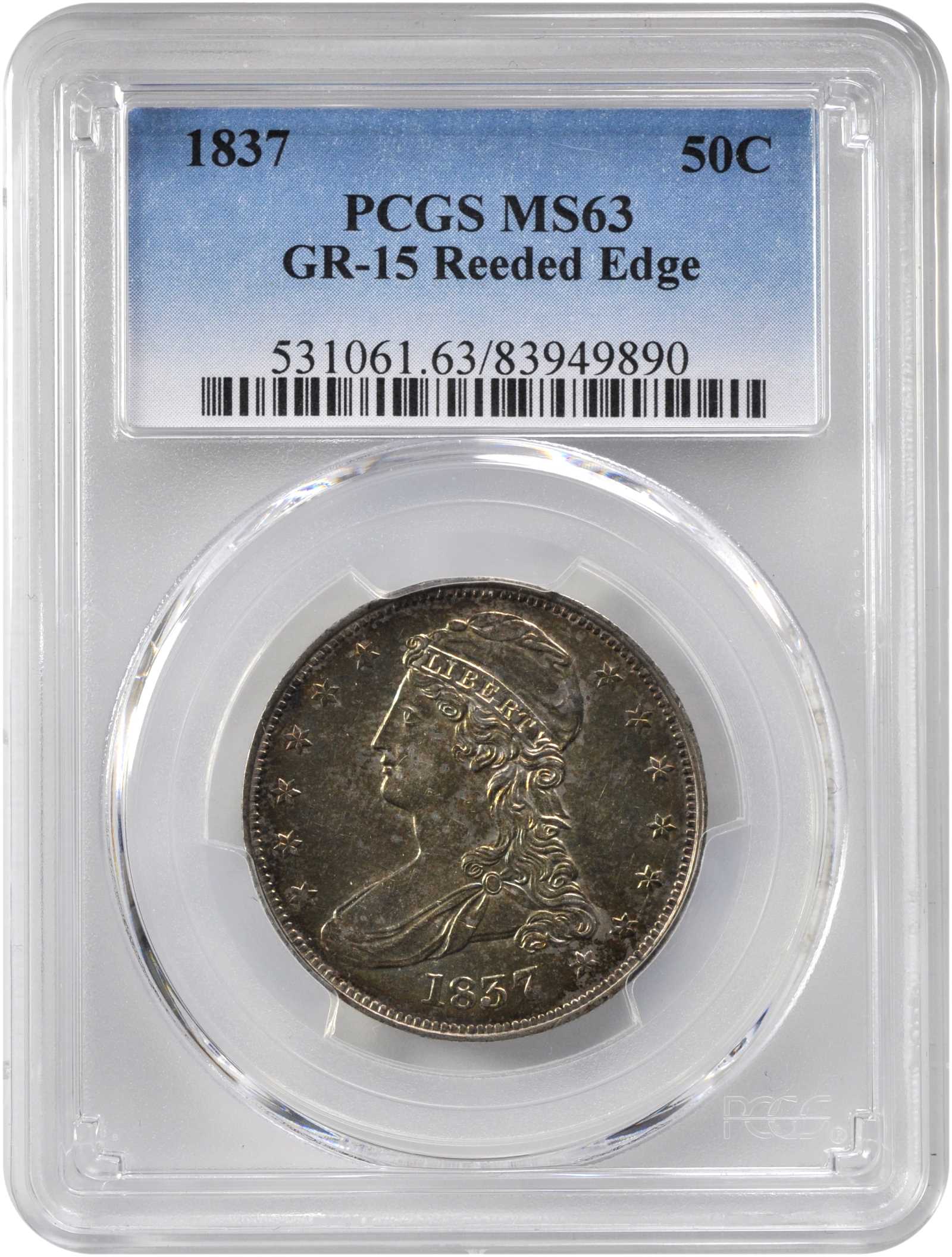 1837 50c Reeded Edge, GR-15 AG3 CAC thumbnail 11
