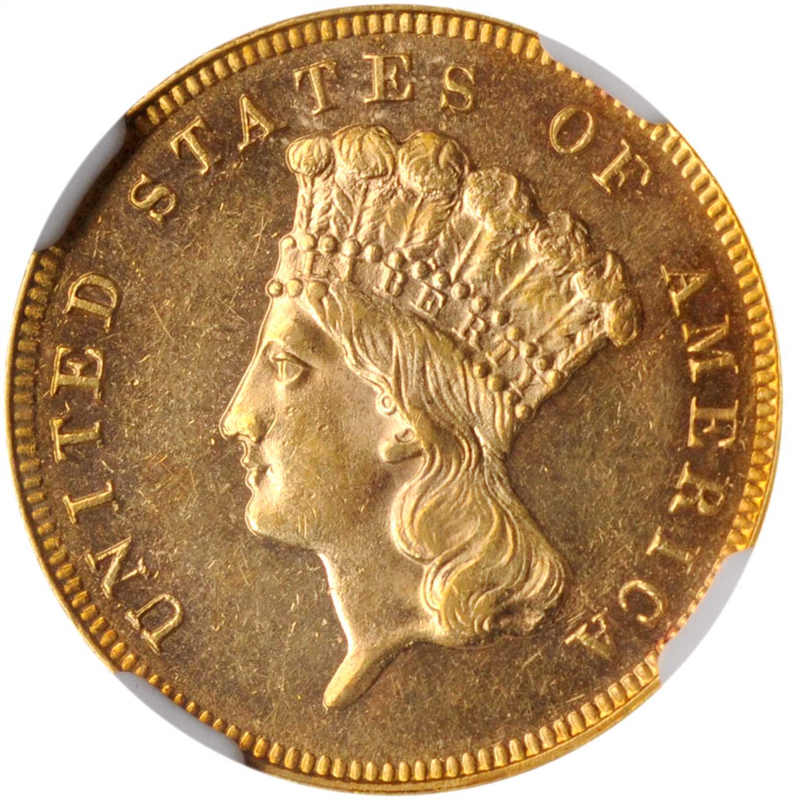 1883 Three-Dollar Gold Piece. MS-62 * PL (NGC).