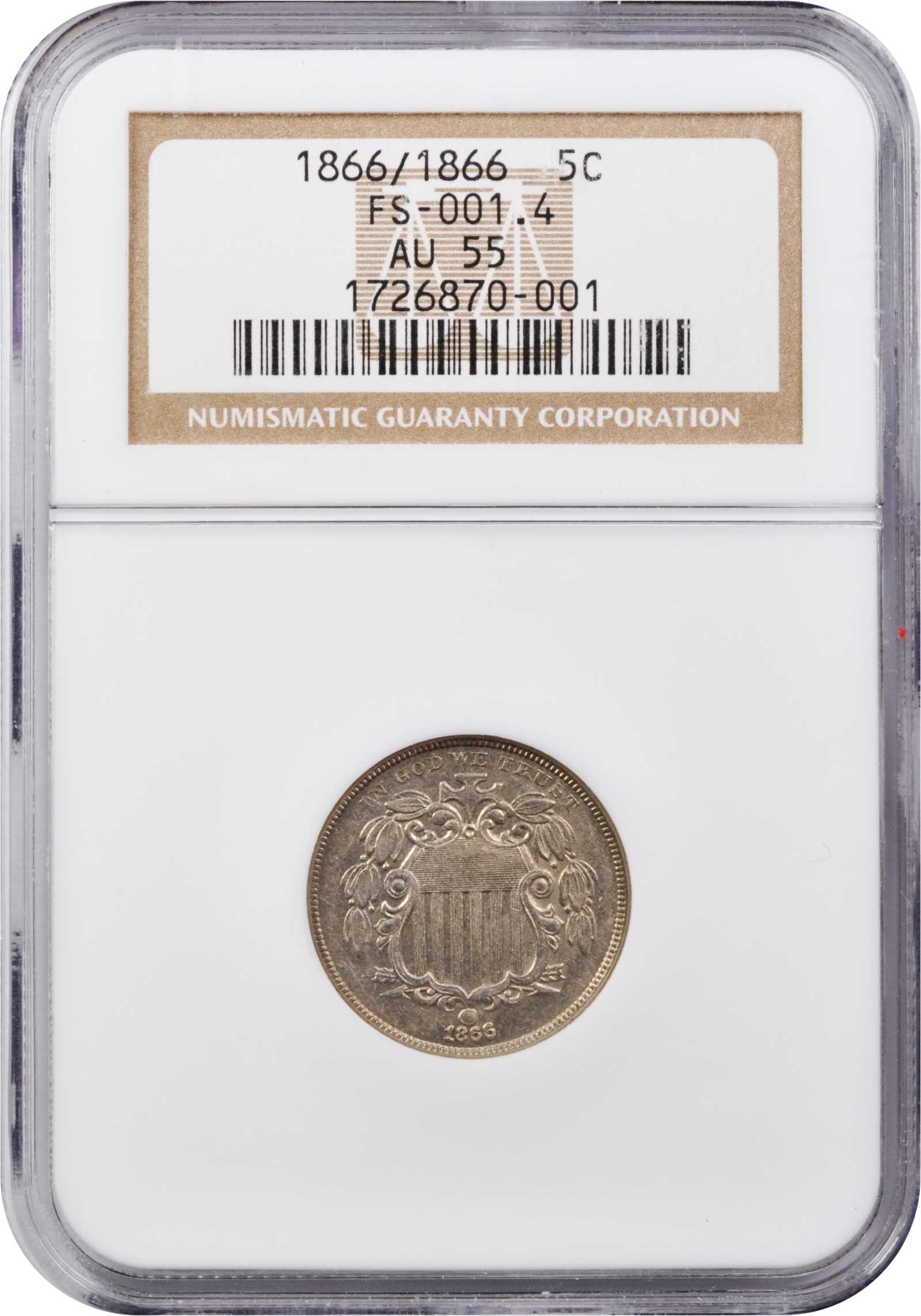1866/1866 5c Rays, Repunched Date, FS-305 G4 thumbnail 3