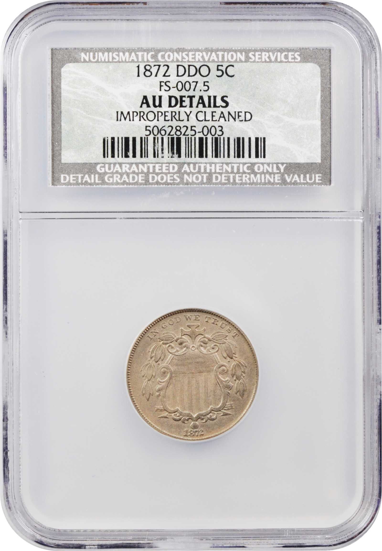 1872 5c Doubled Die Obverse, FS-106 MS64 thumbnail 3