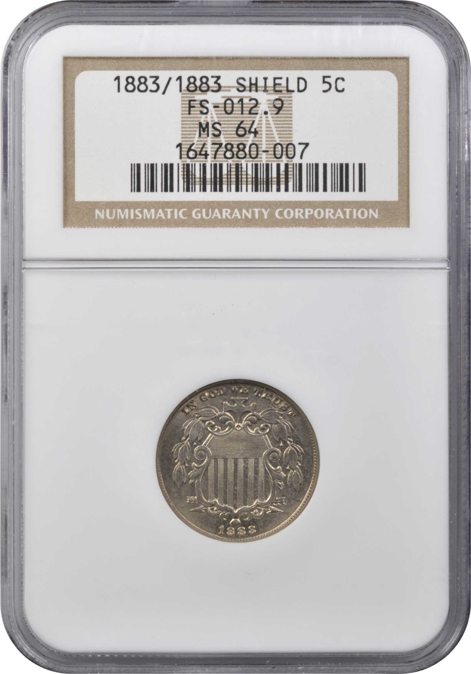 1883 5c Shield, Repunched Date, FS-312 MS66 thumbnail 5