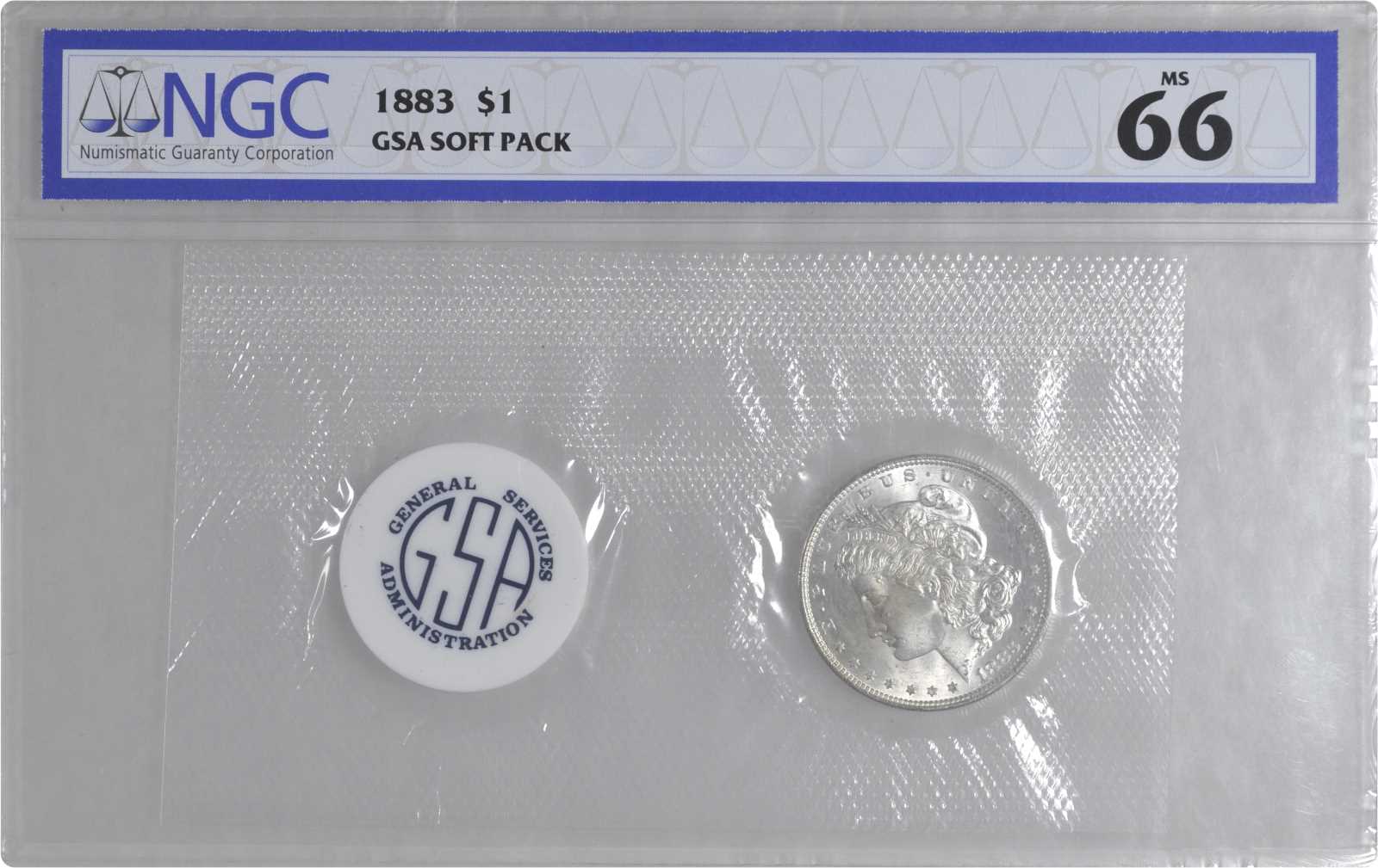 1883 $1  GSA Hoard, Soft Package MS66 thumbnail 7