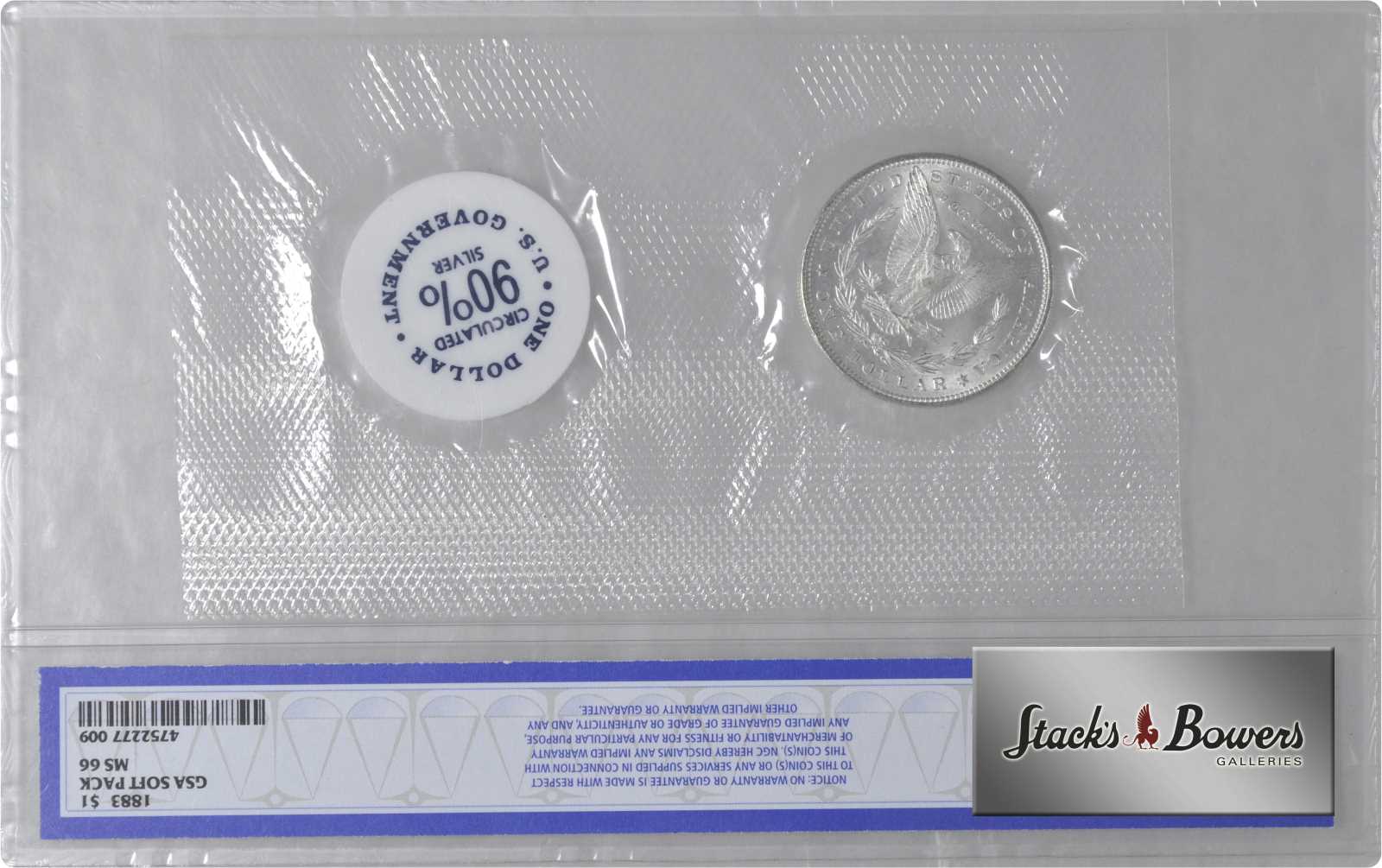 1883 $1  GSA Hoard, Soft Package MS66 thumbnail 8