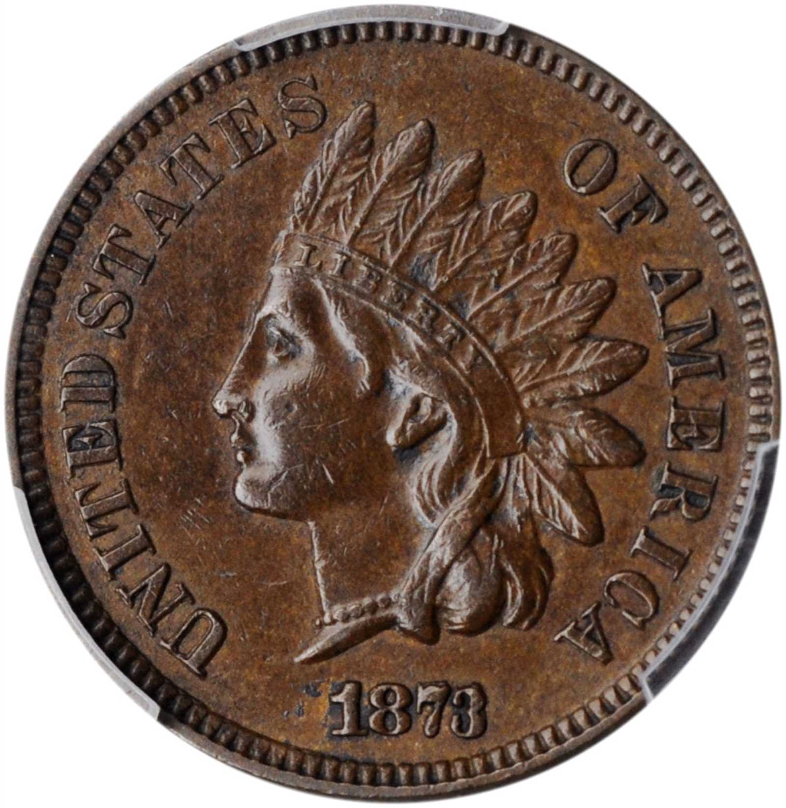 1873 Indian Cent. Open 3. Snow-1, FS-1301. Repunched Date. AU-53 (PCGS).