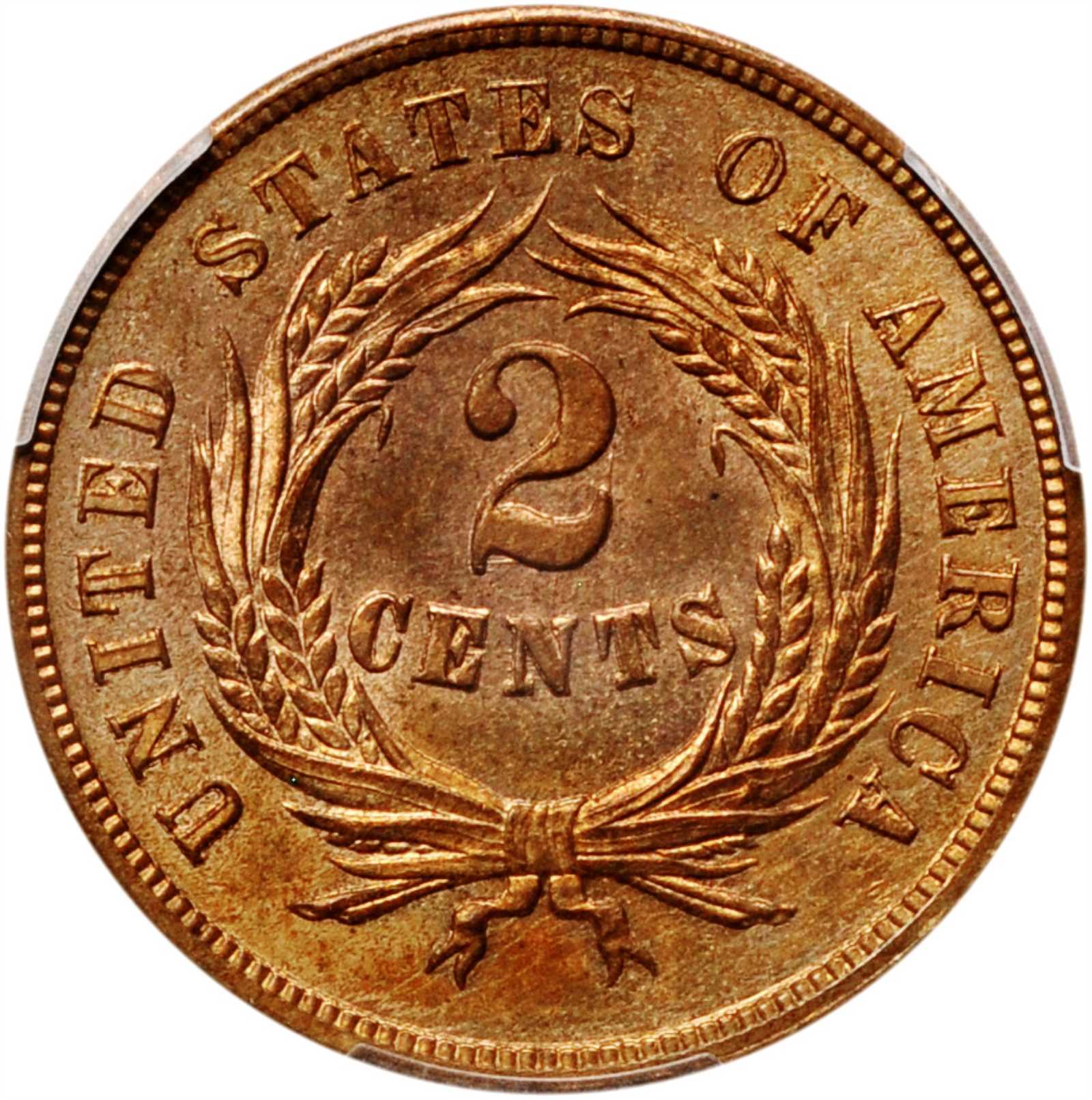1865 2c Plain 5 MS RD MS61 RD CAC thumbnail 2
