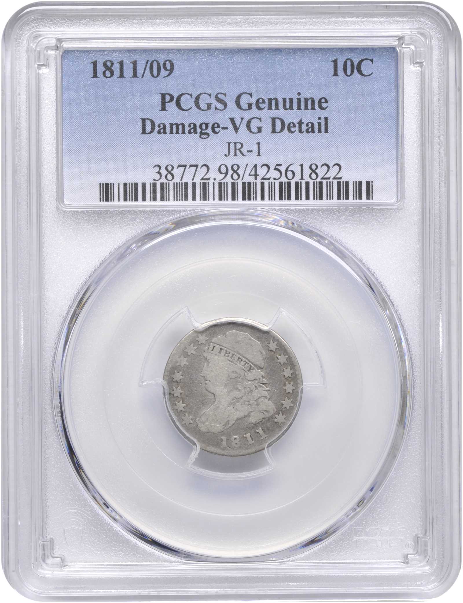 1811/09 10c Overdate, JR-1 G6 CAC thumbnail 12