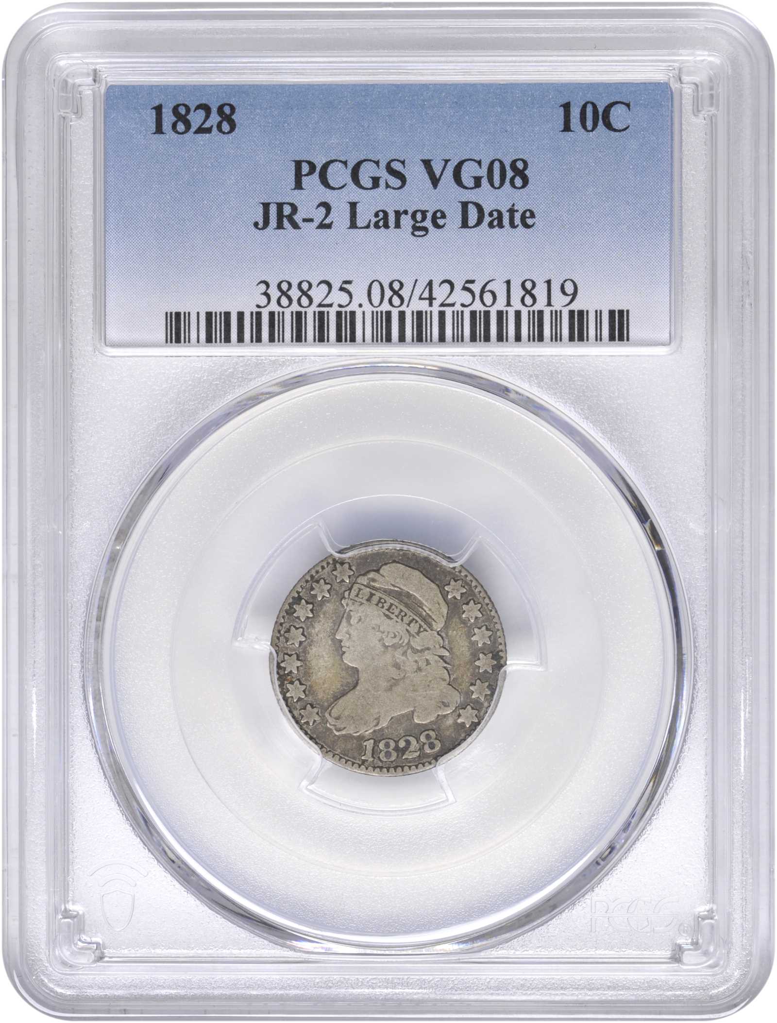 1828 10c Large Planchet, Large Date, JR-2 G6 thumbnail 8