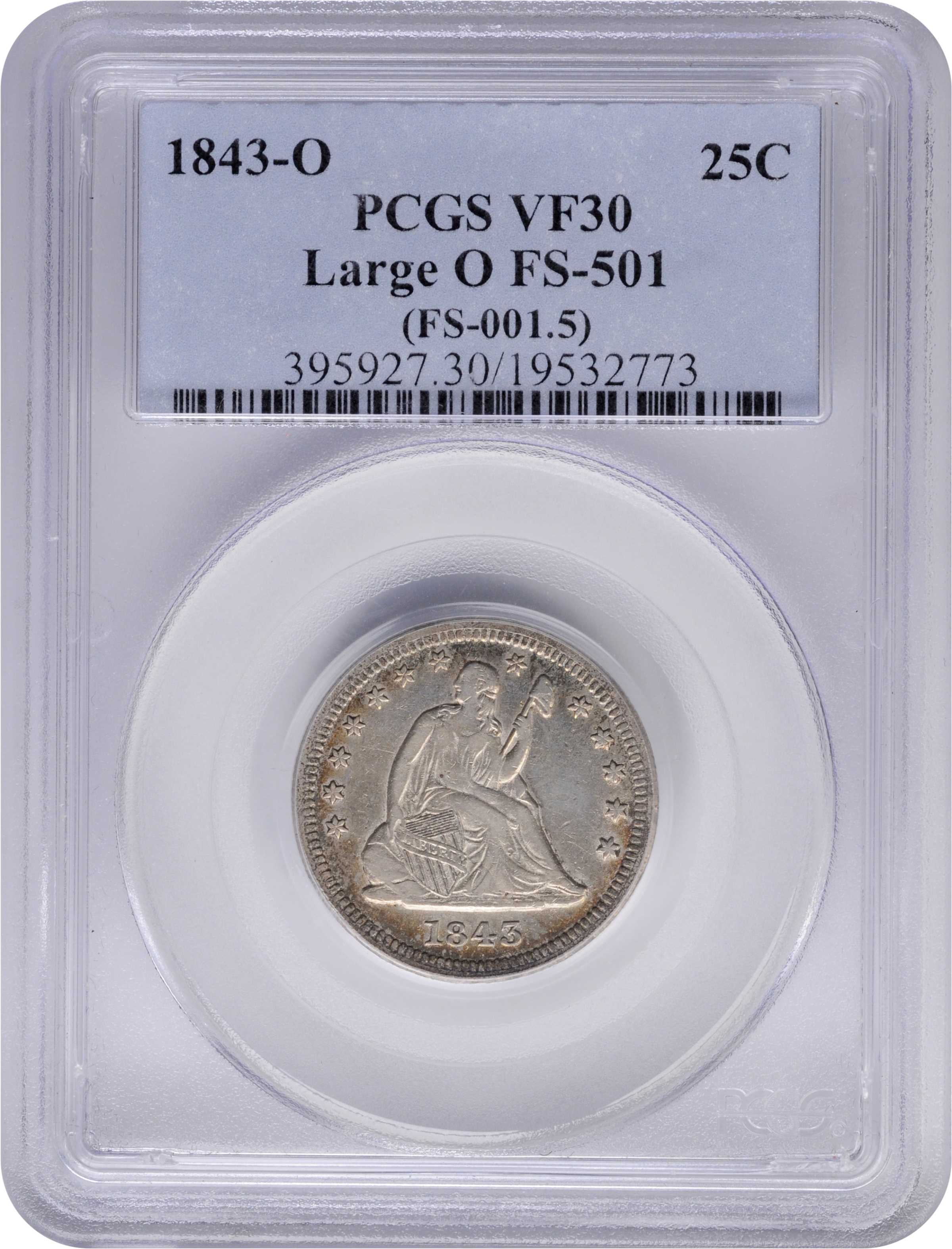 1843-O 25c Large O, FS-501 VF25 thumbnail 5