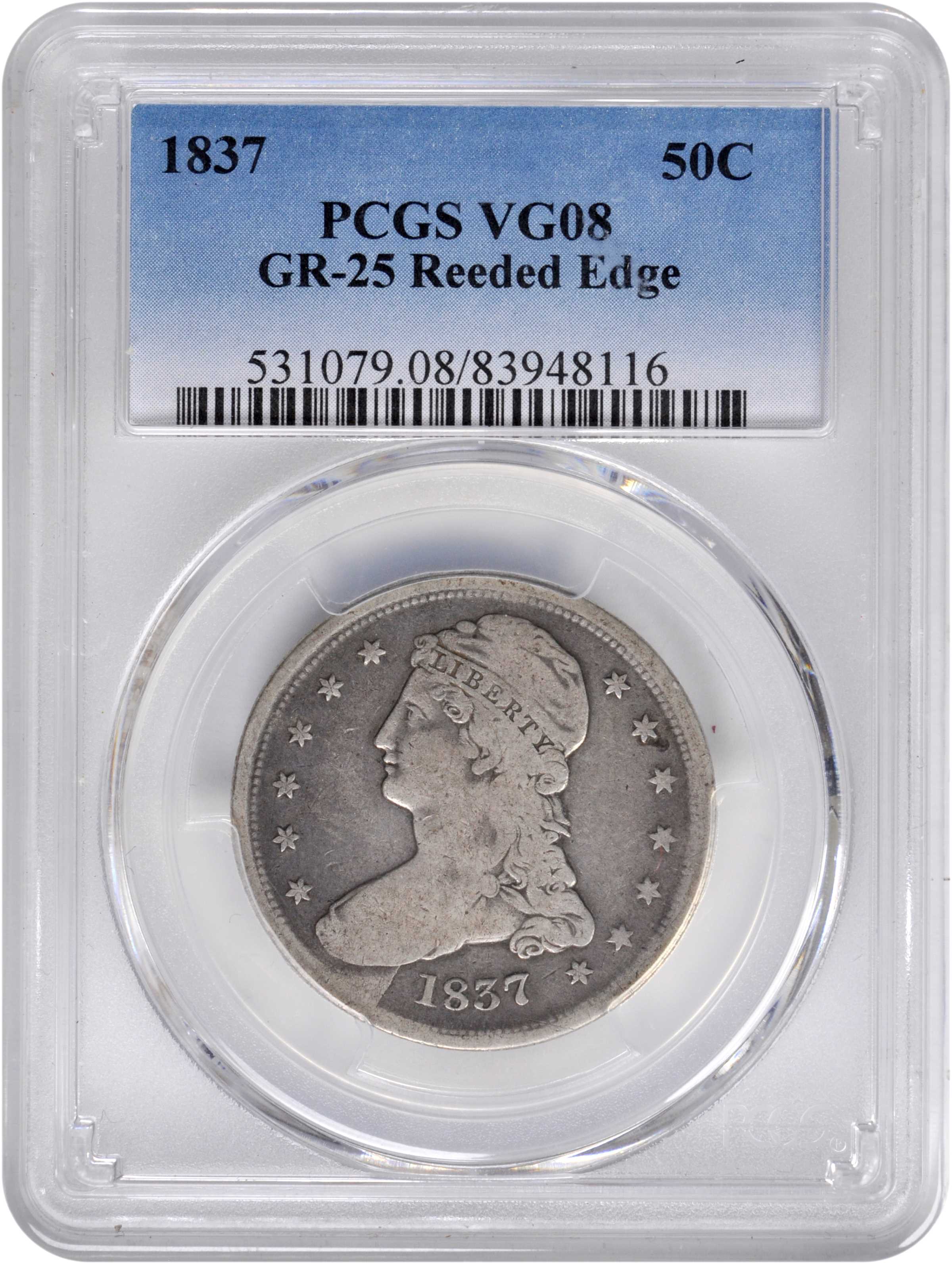 1837 50c Reeded Edge, GR-25 F15 thumbnail 3
