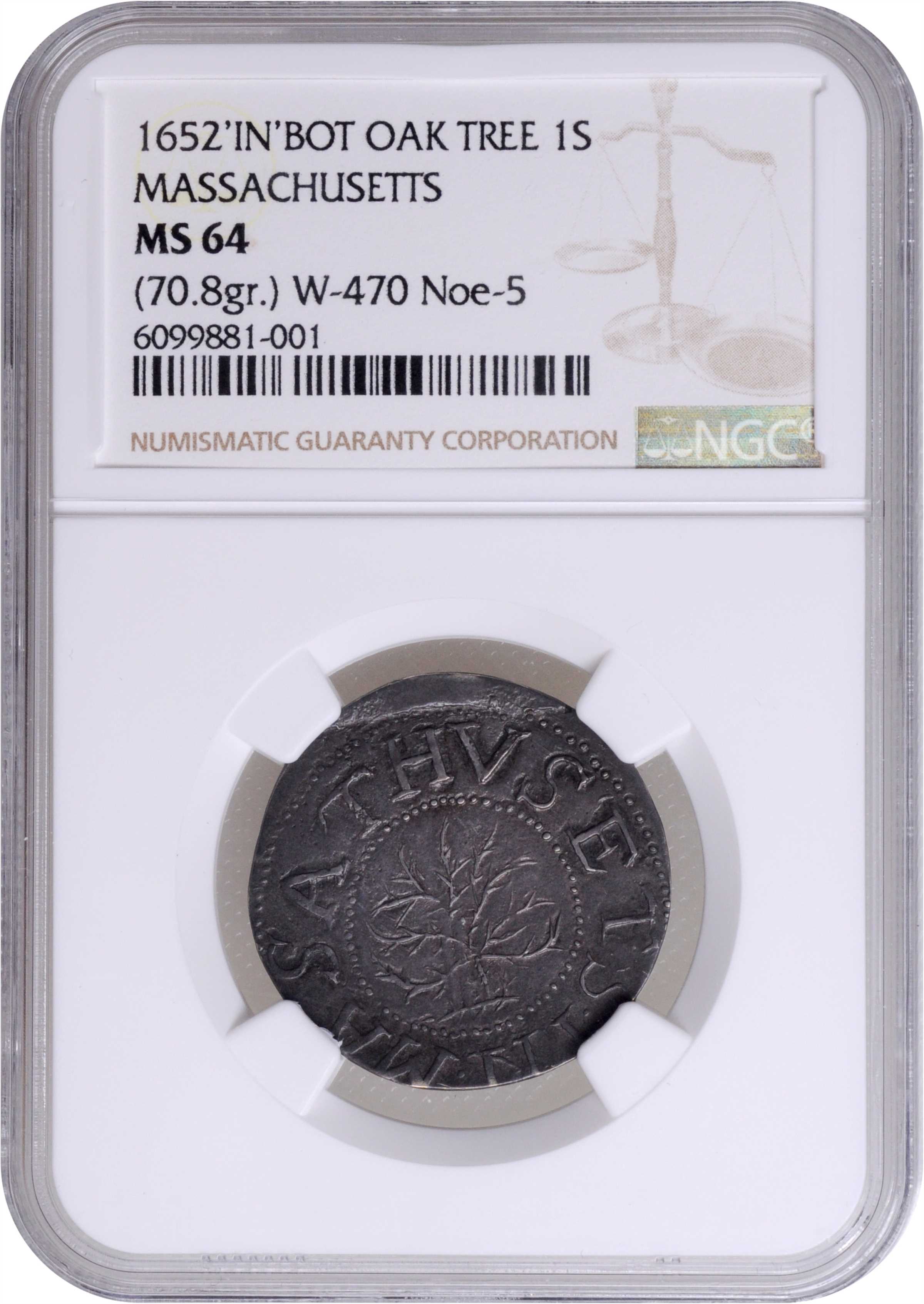 1652 Shilling Oak Tree MS64 thumbnail 3