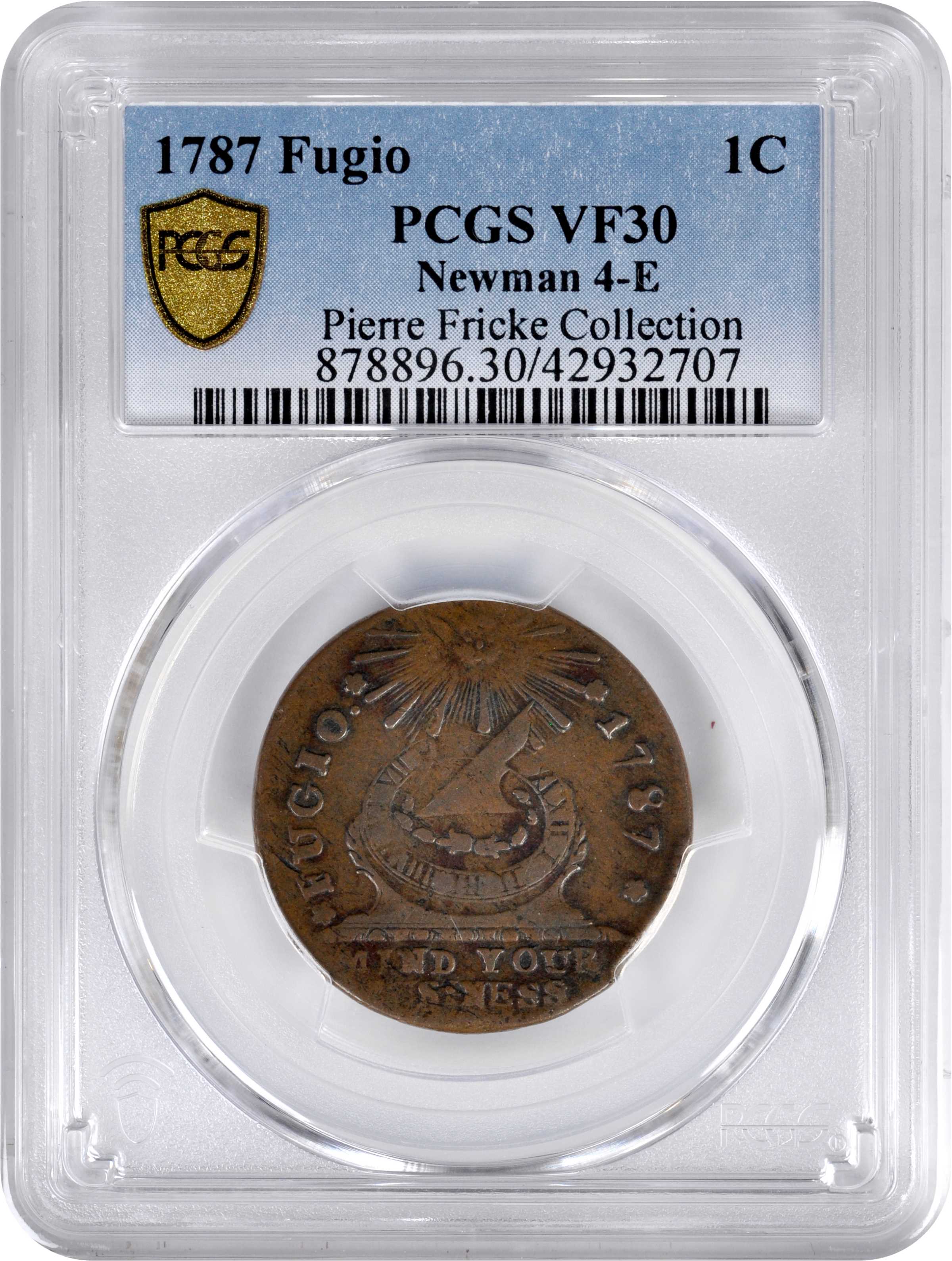 1787 Fugio 1c Club Rays, Rounded Ends, Newman 4-E MS BN VF20 BN thumbnail 7