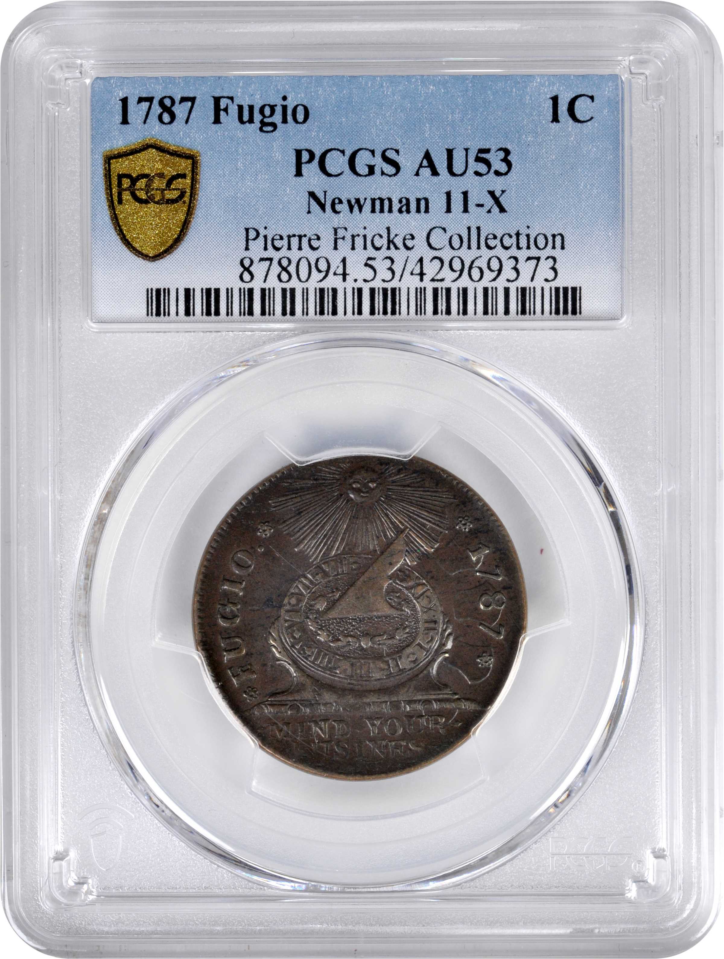 1787 Fugio 1c 4 Cinquefoils, STATES UNITED, Newman 11-X MS BN AU50 BN thumbnail 3
