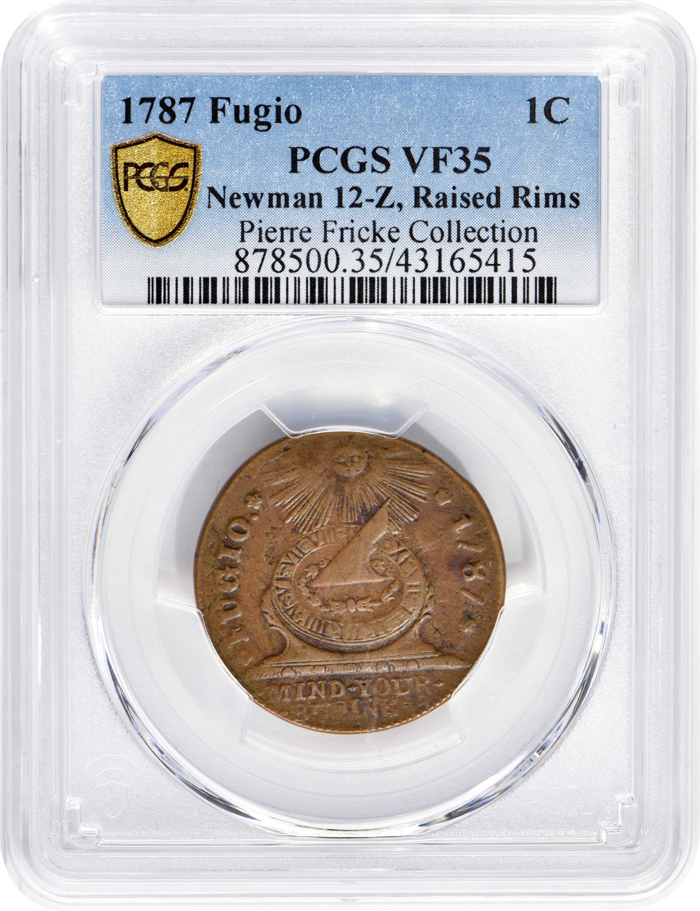 1787 Fugio 1c Cinquefoils, Raised Rims MS BN VF20 BN thumbnail 26