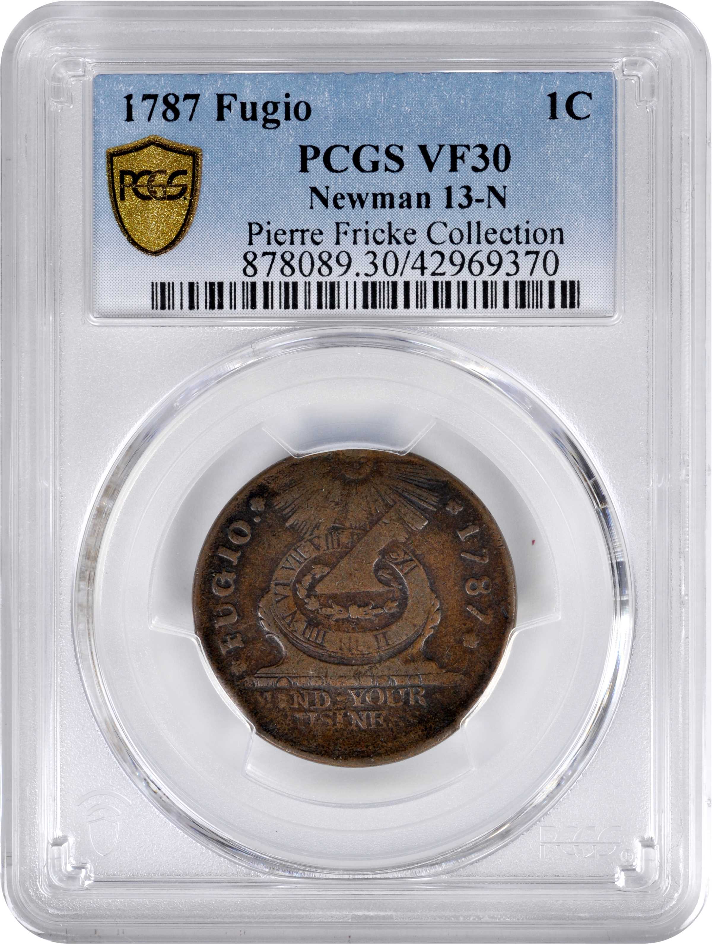 1787 Fugio 1c 4 Cinquefoils, STATES UNITED, Newman 13-N MS BN VF30 BN CAC thumbnail 5