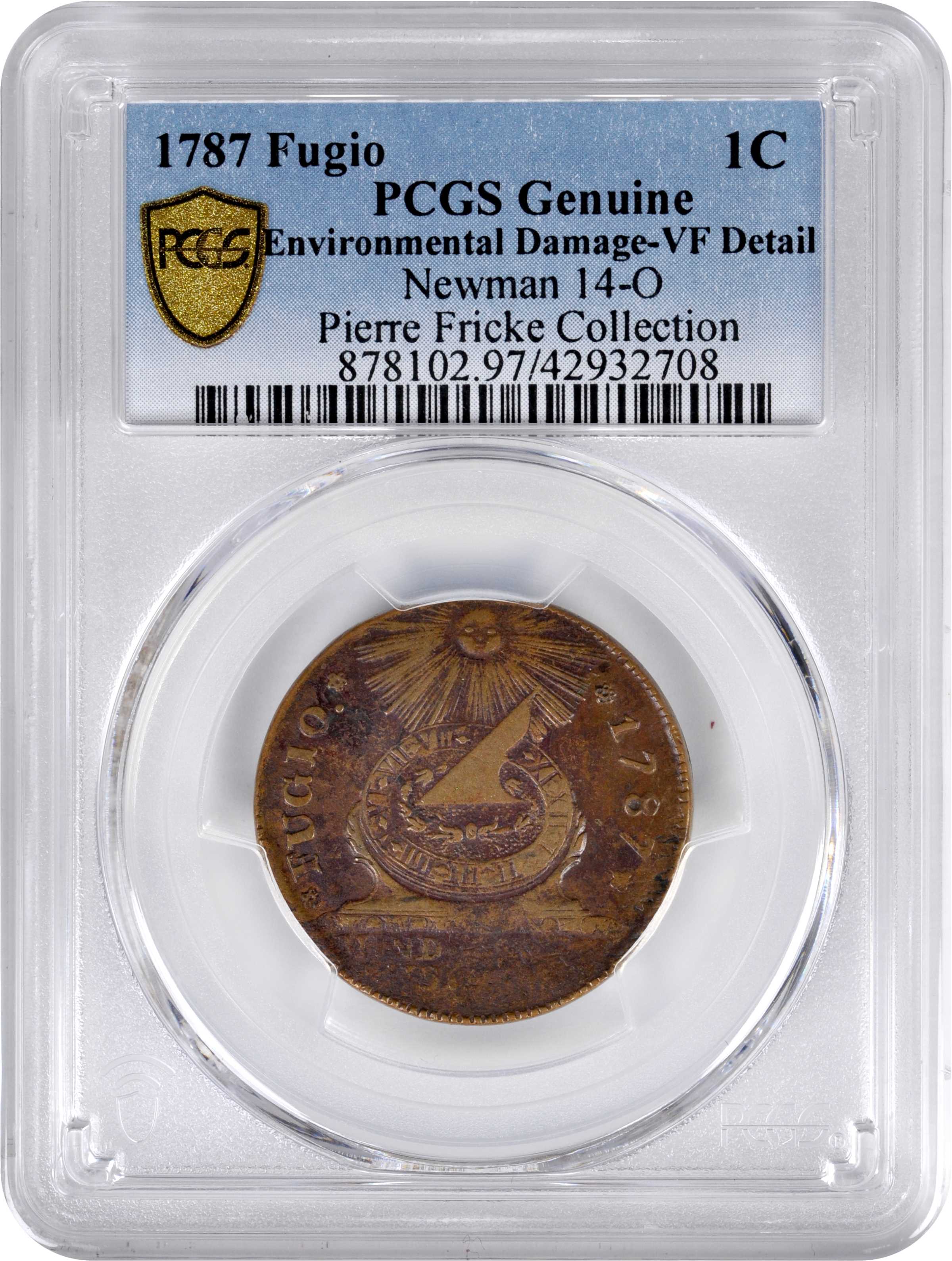1787 Fugio 1c 4 Cinquefoils, STATES UNITED, Newman 14-O MS BN VG10 BN CAC thumbnail 18