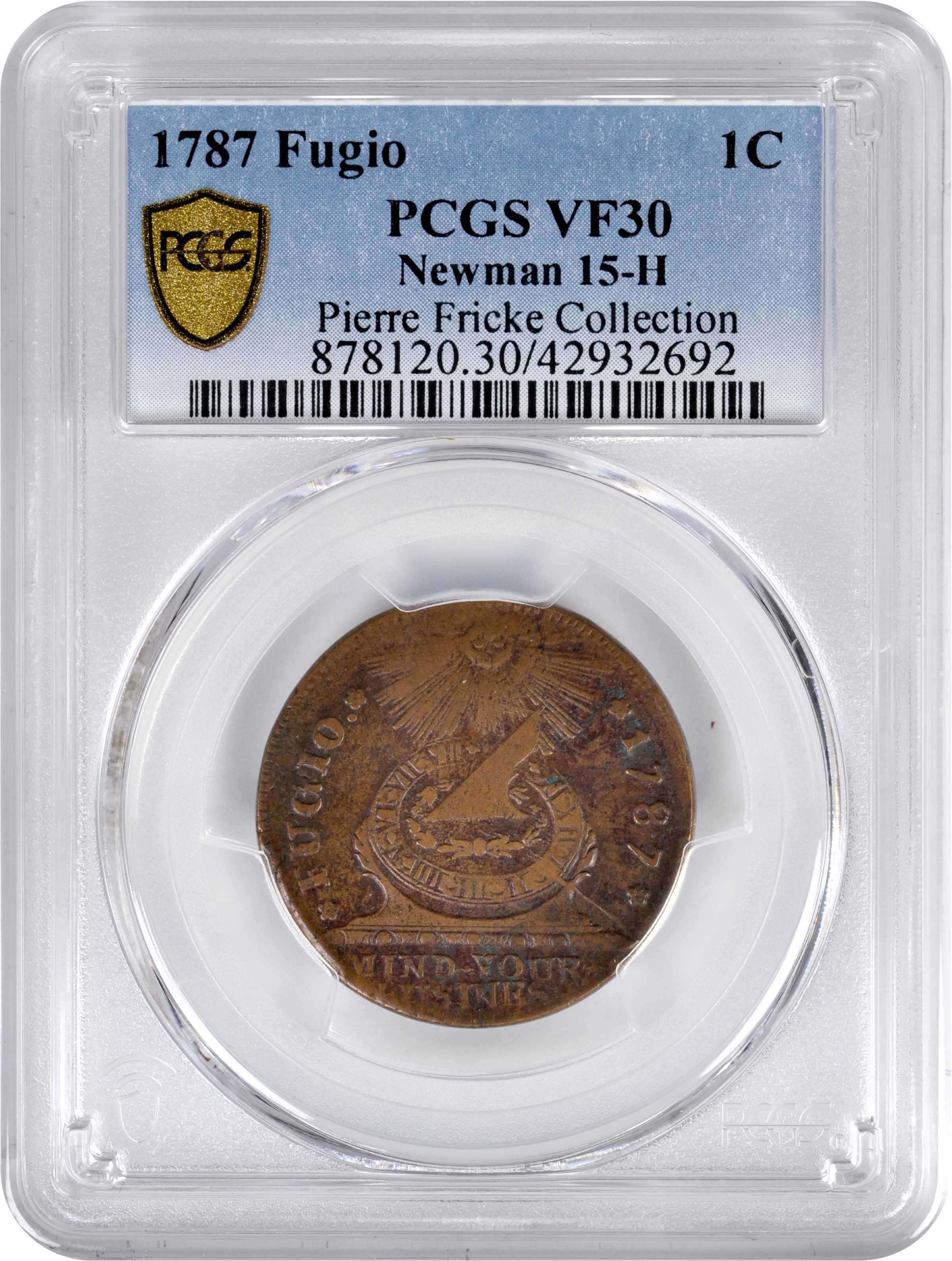 1787 Fugio 1c 4 Cinquefoils, UNITED STATES, Newman 15-H MS BN VF30 BN thumbnail 3