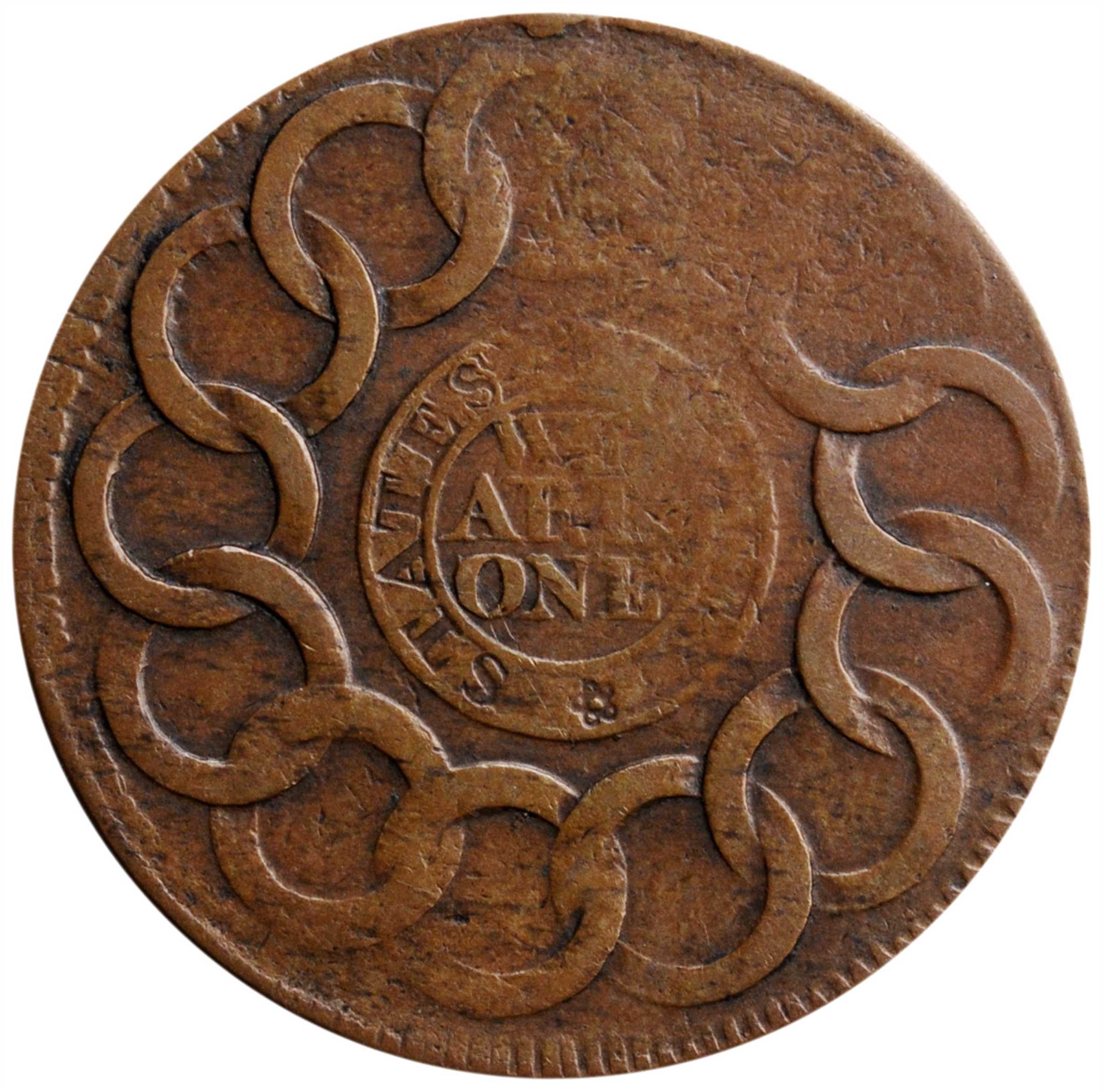 1787 Fugio 1c Cinquefoils, Raised Rims, Newman 19-Z MS BN VG10 BN thumbnail 18