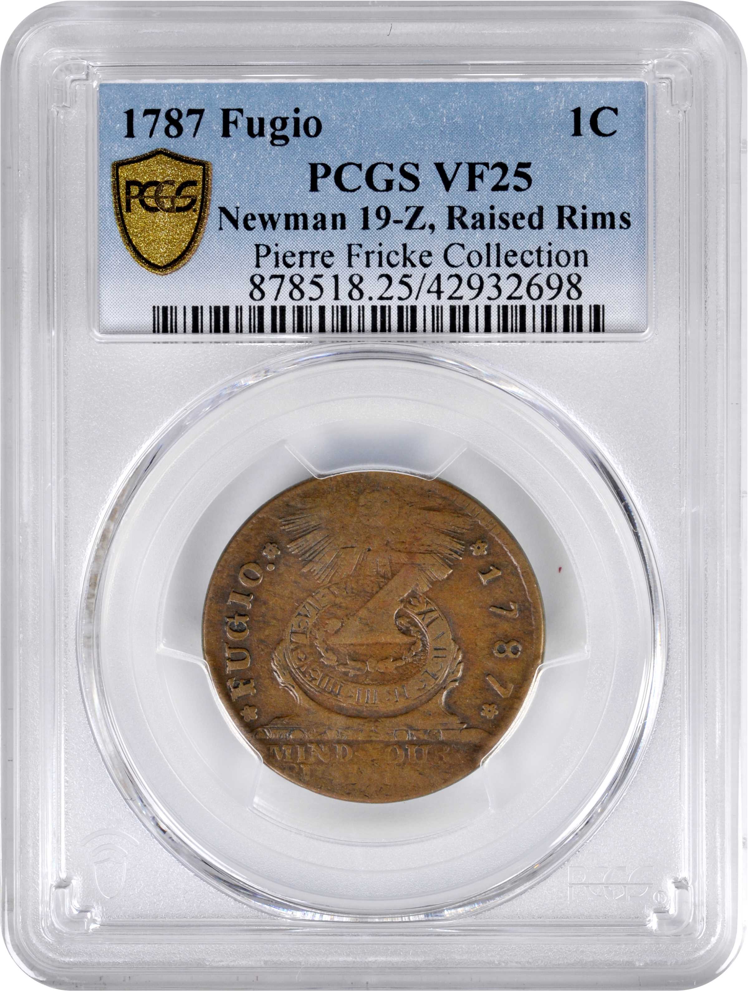 1787 Fugio 1c Cinquefoils, Raised Rims, Newman 19-Z MS BN VG10 BN thumbnail 19