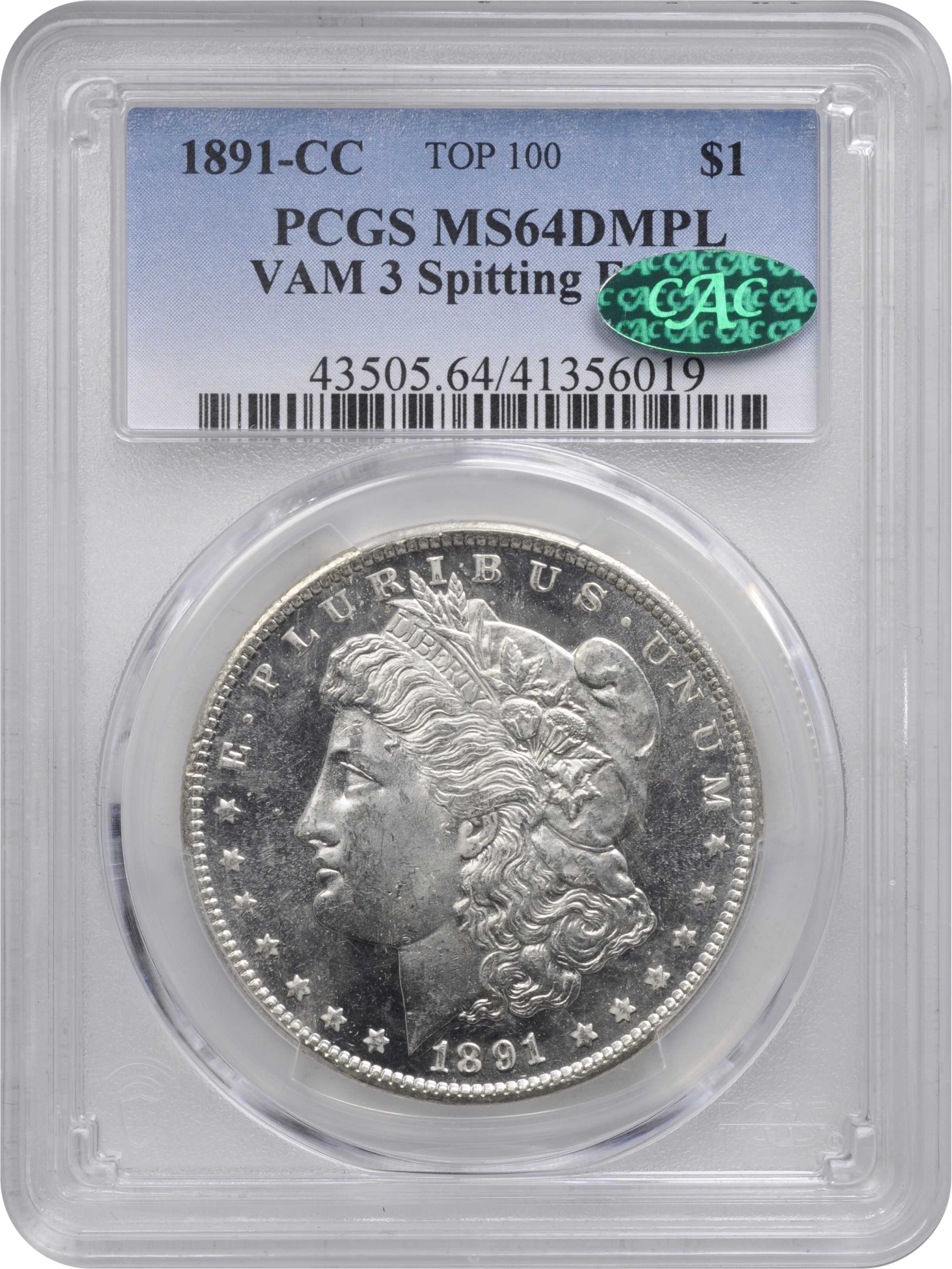 1891-CC $1  Spitting Eagle, VAM-3  MS DMPL MS61 DMPL thumbnail 21