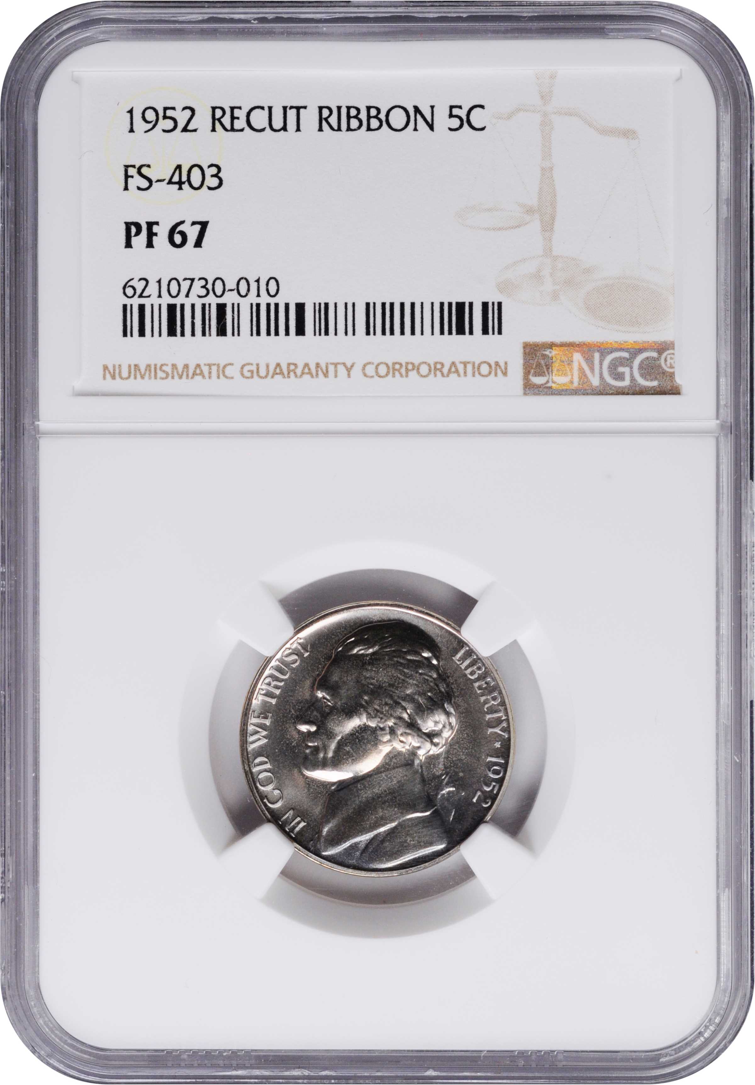 1952 5c Re-Engraved Obverse, FS-403 PR65 thumbnail 4