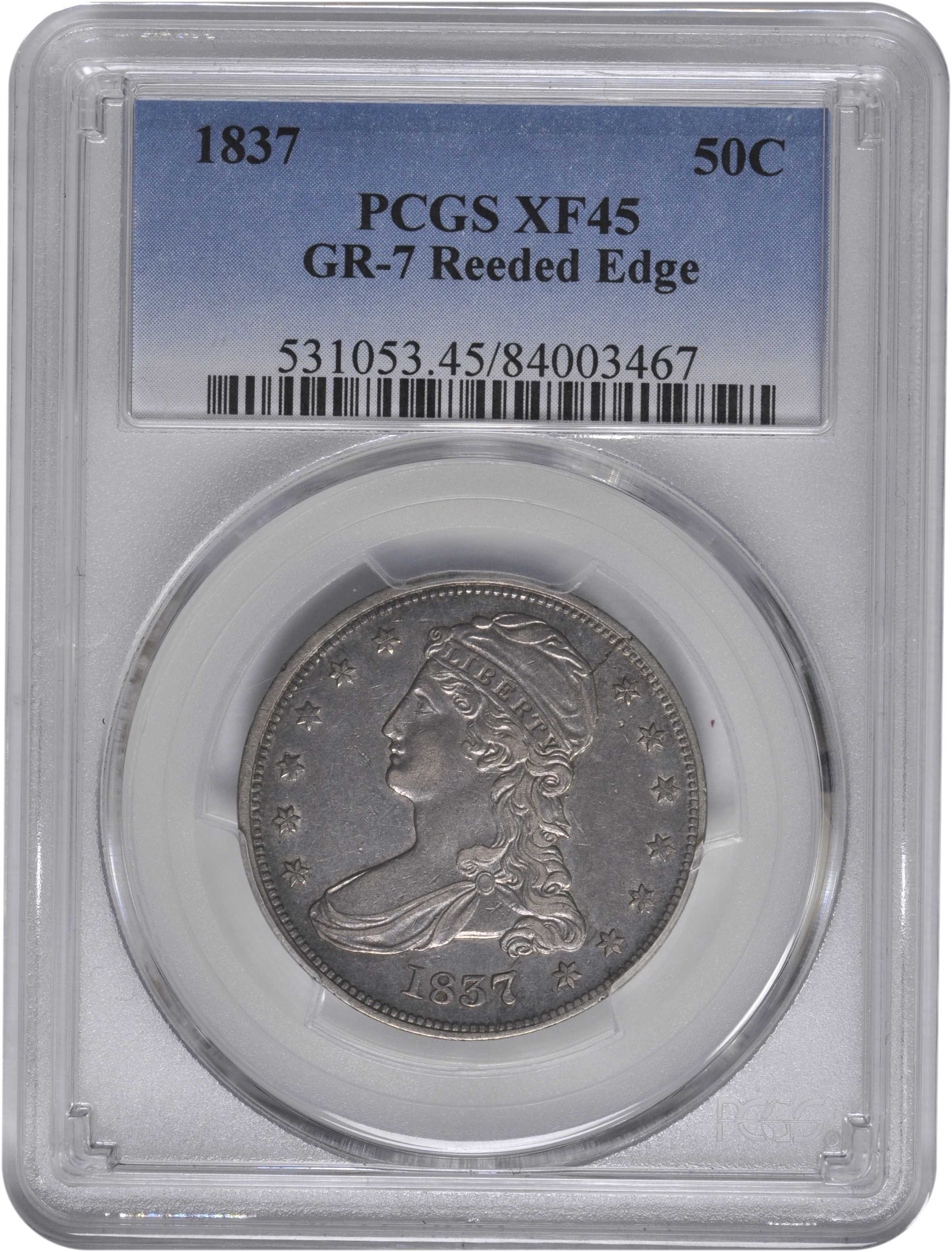 1837 50c Reeded Edge, GR-7 VF20 thumbnail 5
